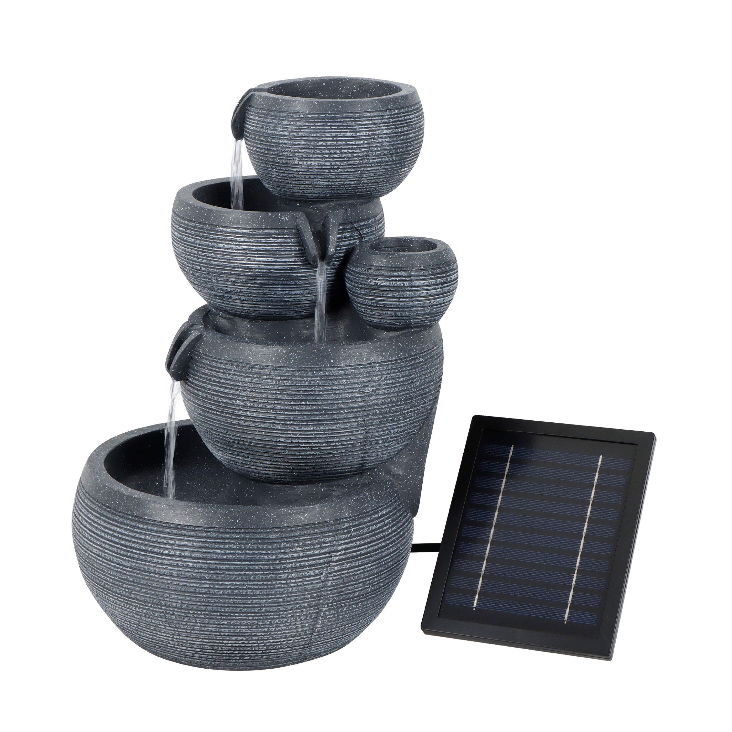 Black - Streetwize - Cascading Solar Water Feature With Battery Back-up - 2
