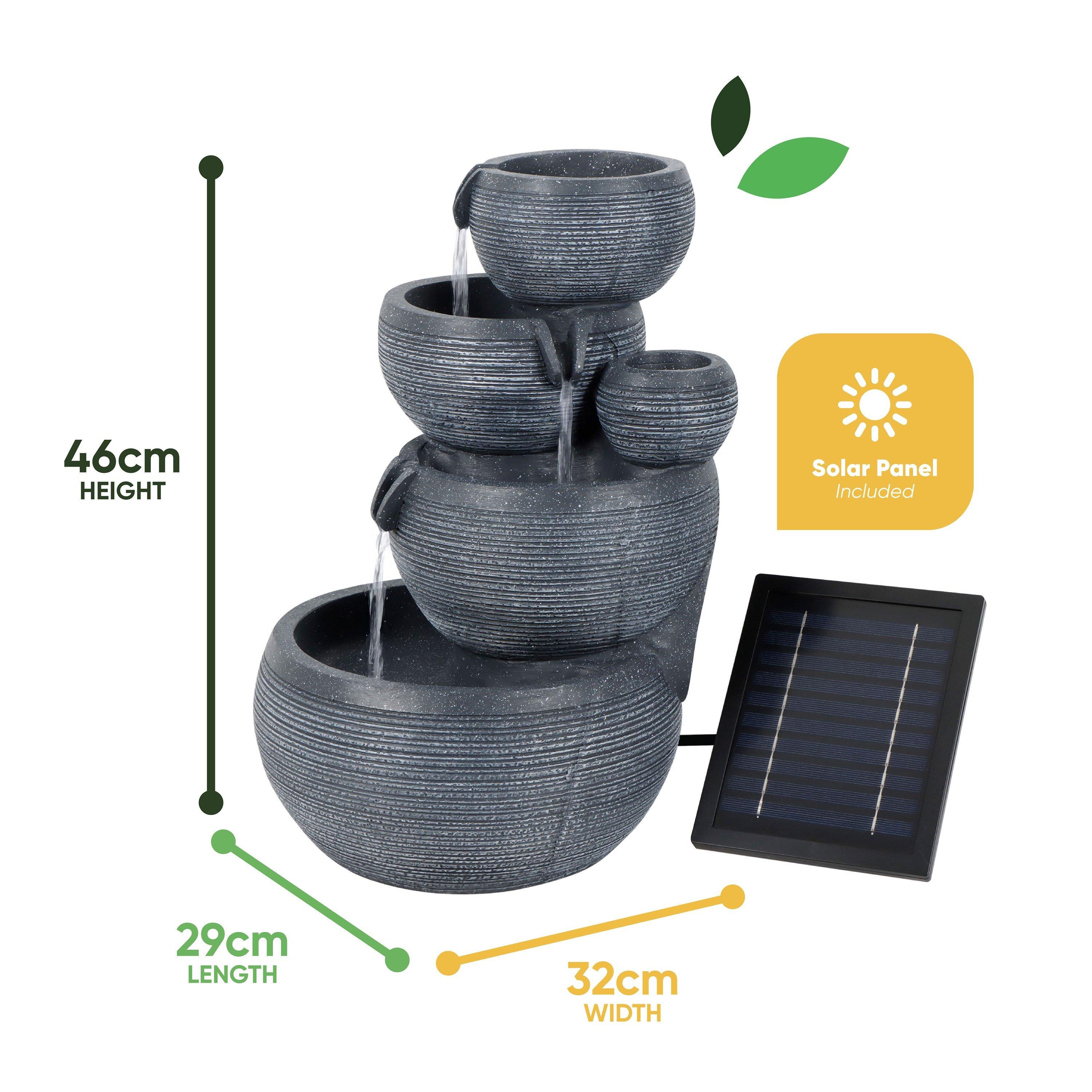 Black - Streetwize - Cascading Solar Water Feature With Battery Back-up - 3