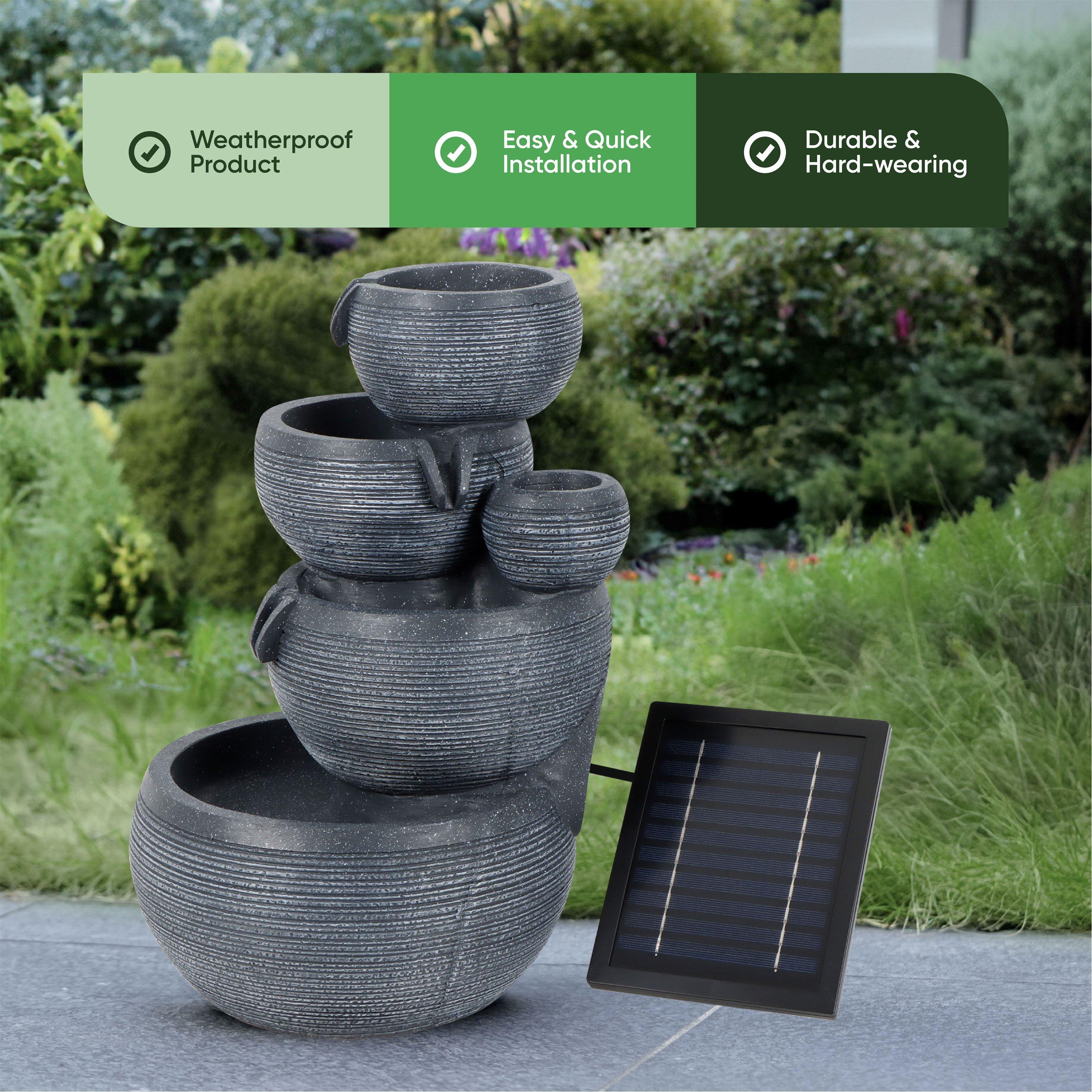 Black - Streetwize - Cascading Solar Water Feature With Battery Back-up - 4