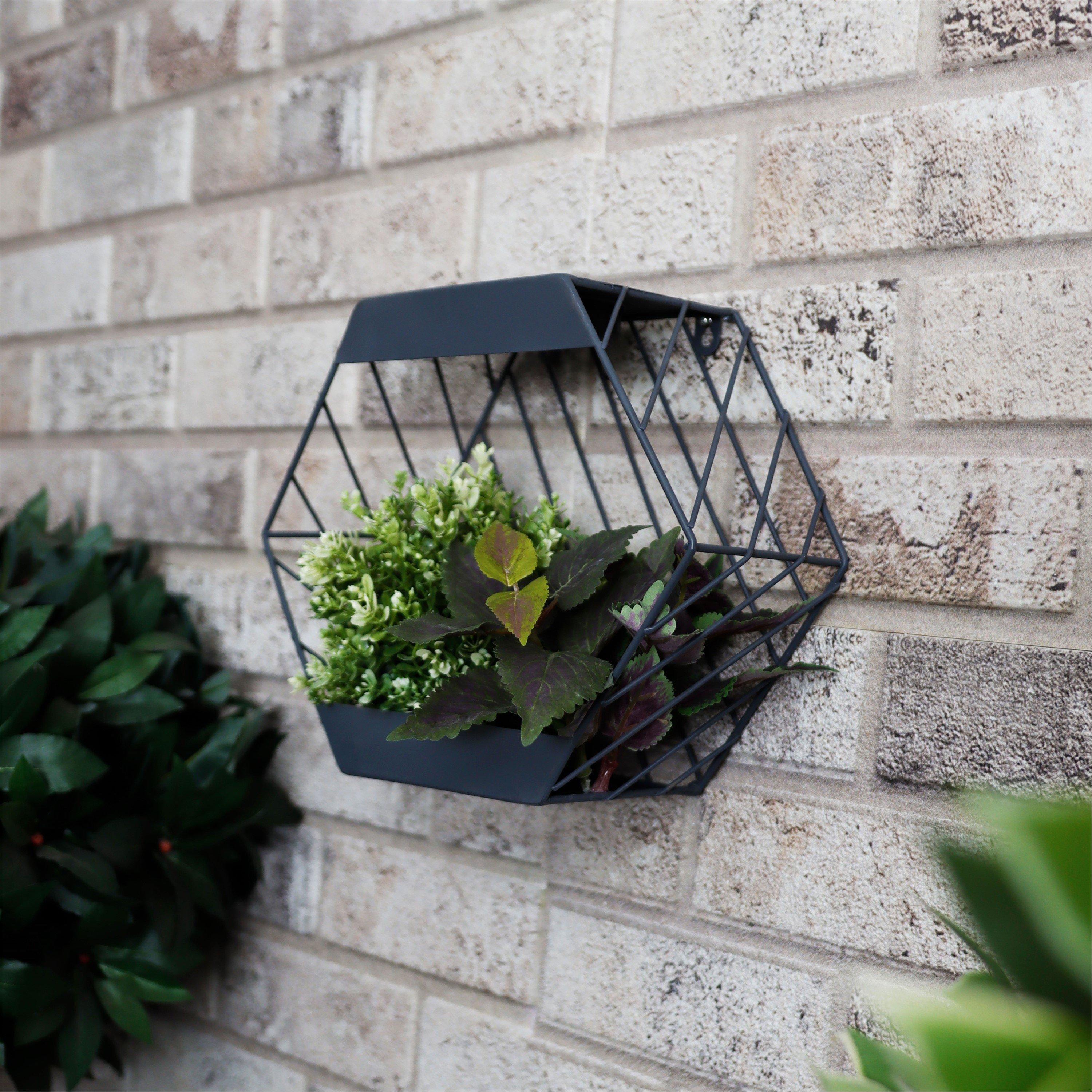 Grey - Streetwize - Solar Hex Wall Planter - 1
