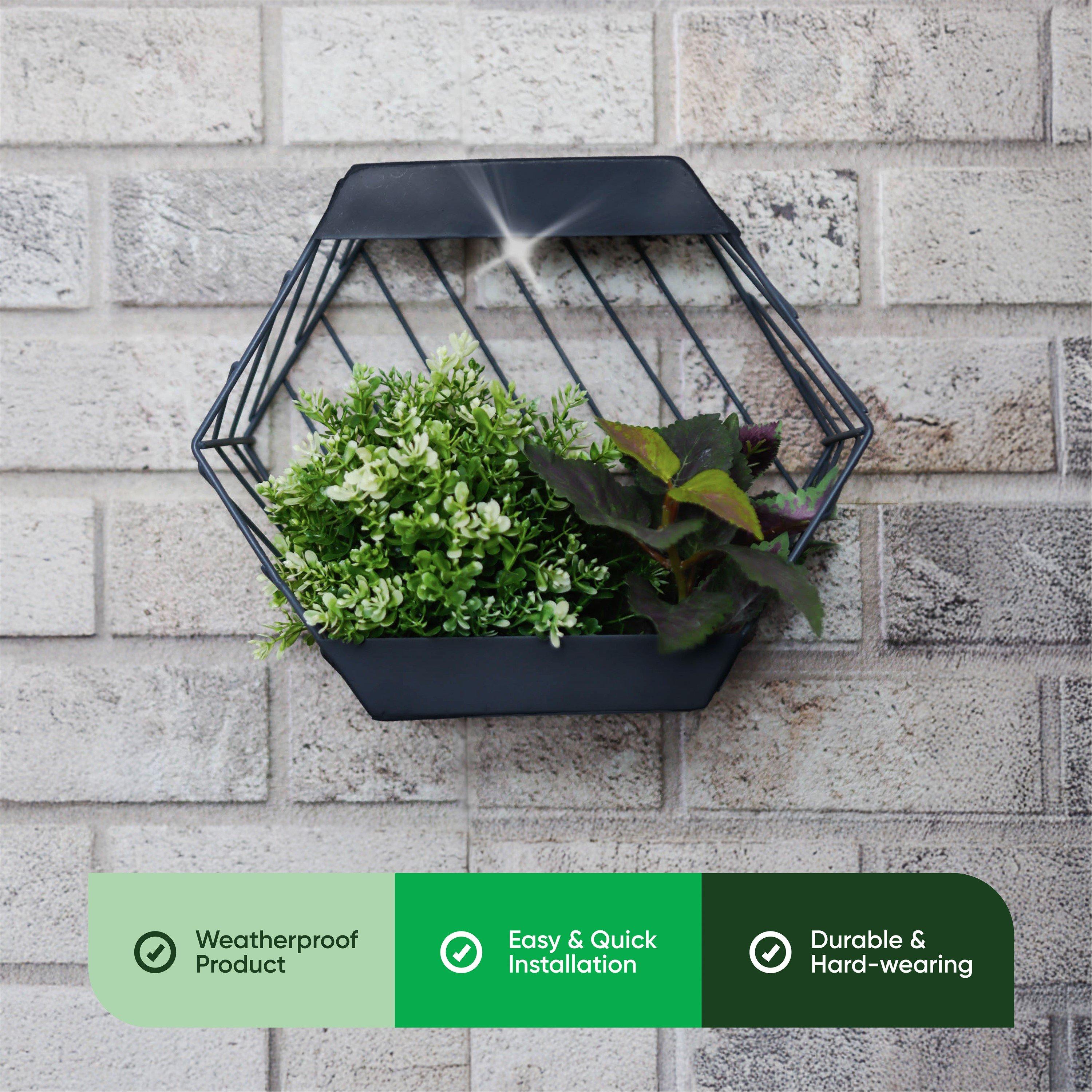 Grey - Streetwize - Solar Hex Wall Planter - 3