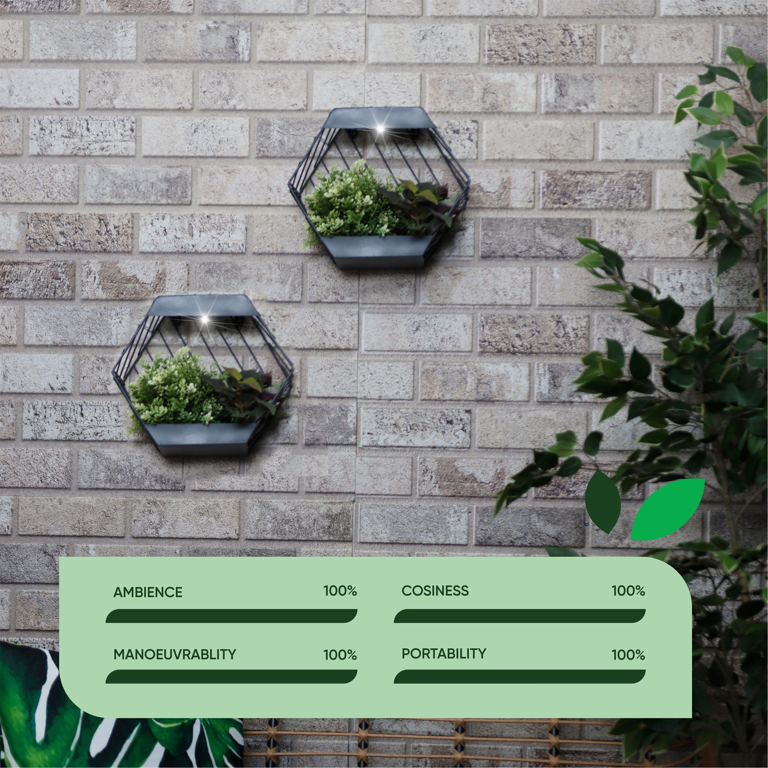 Grey - Streetwize - Solar Hex Wall Planter - 5