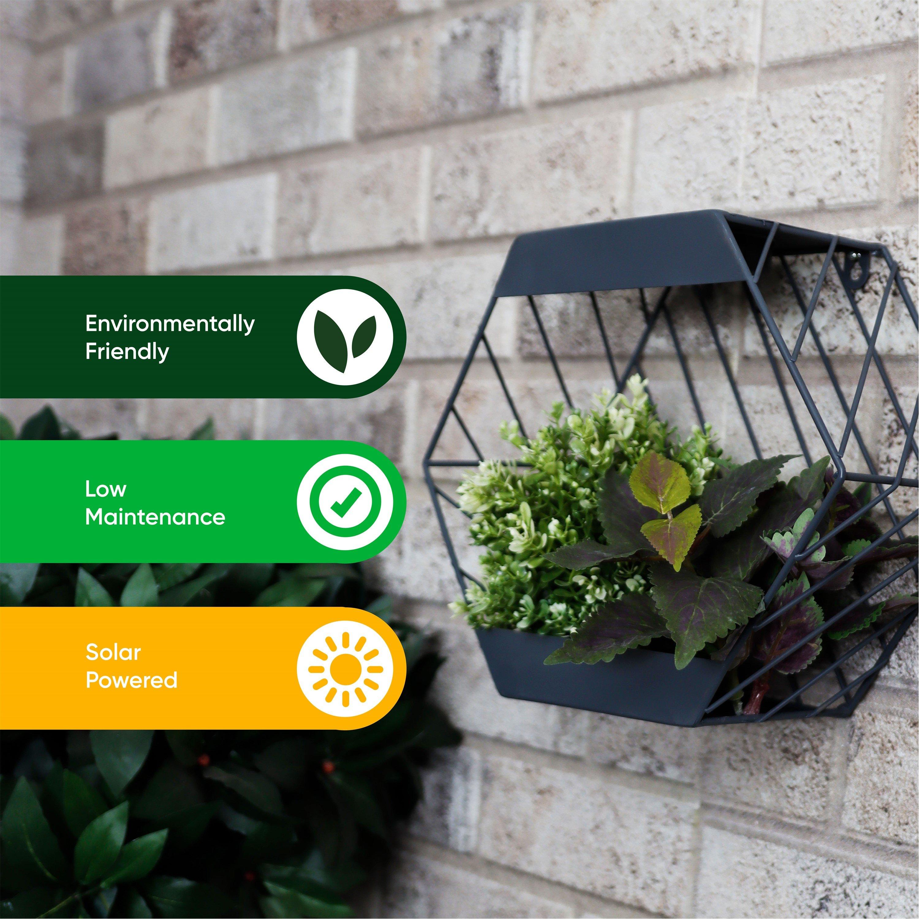 Grey - Streetwize - Solar Hex Wall Planter - 6