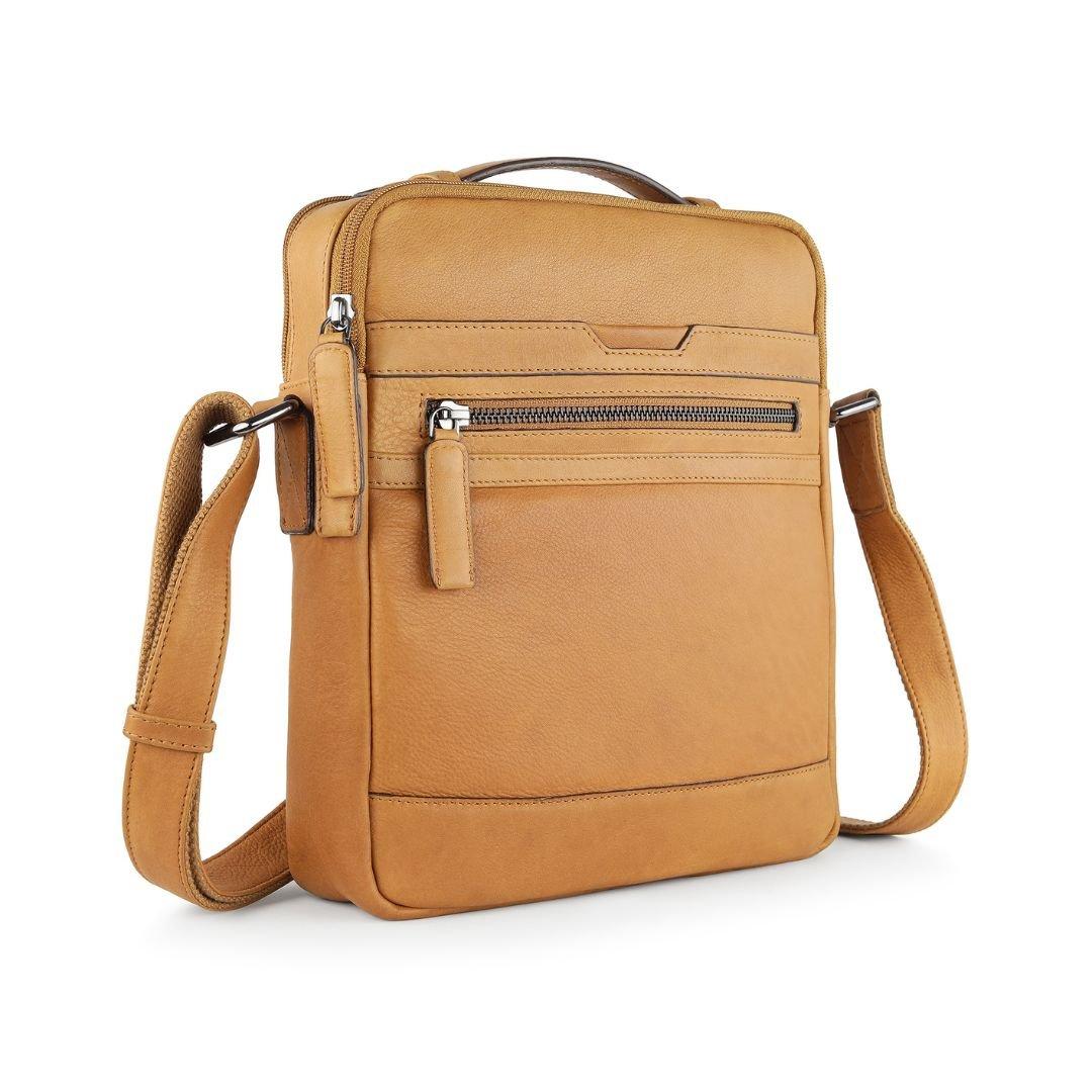 Cognac - PRIMEHIDE Leather - Crossbody Bag with Top Handle and Shoulder Strap - 2