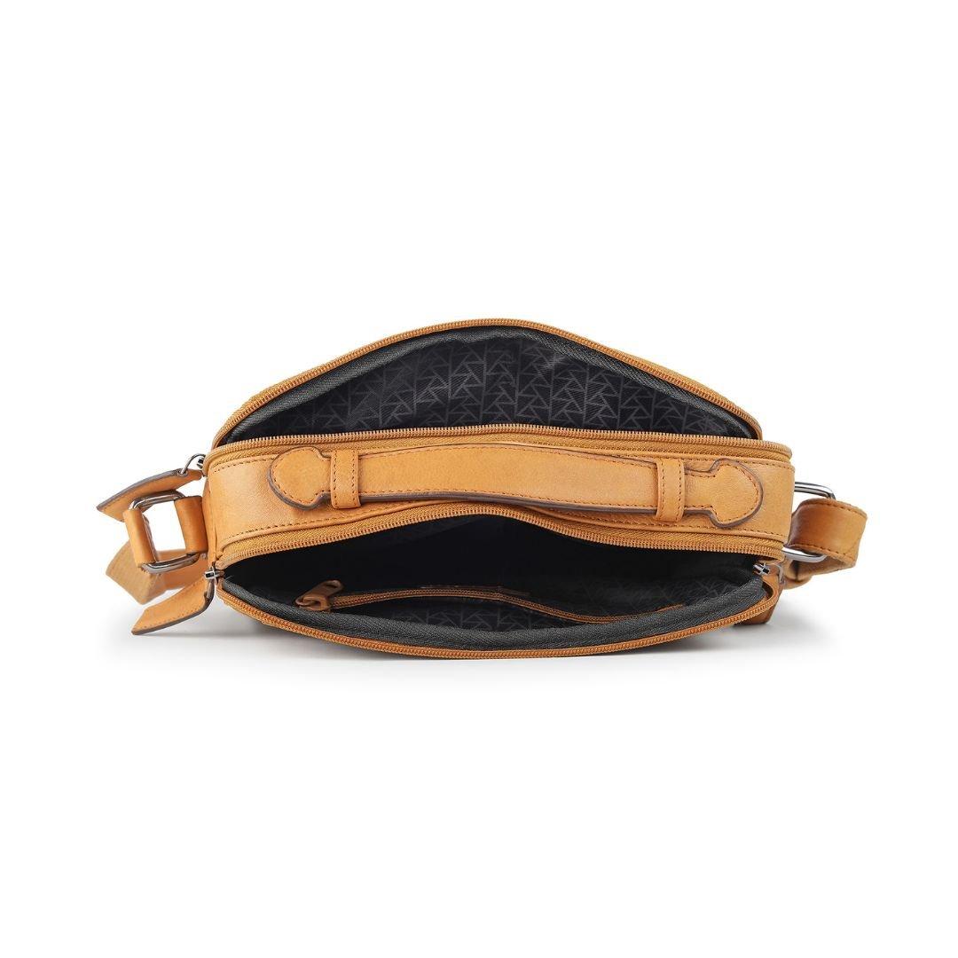 Cognac - PRIMEHIDE Leather - Crossbody Bag with Top Handle and Shoulder Strap - 5