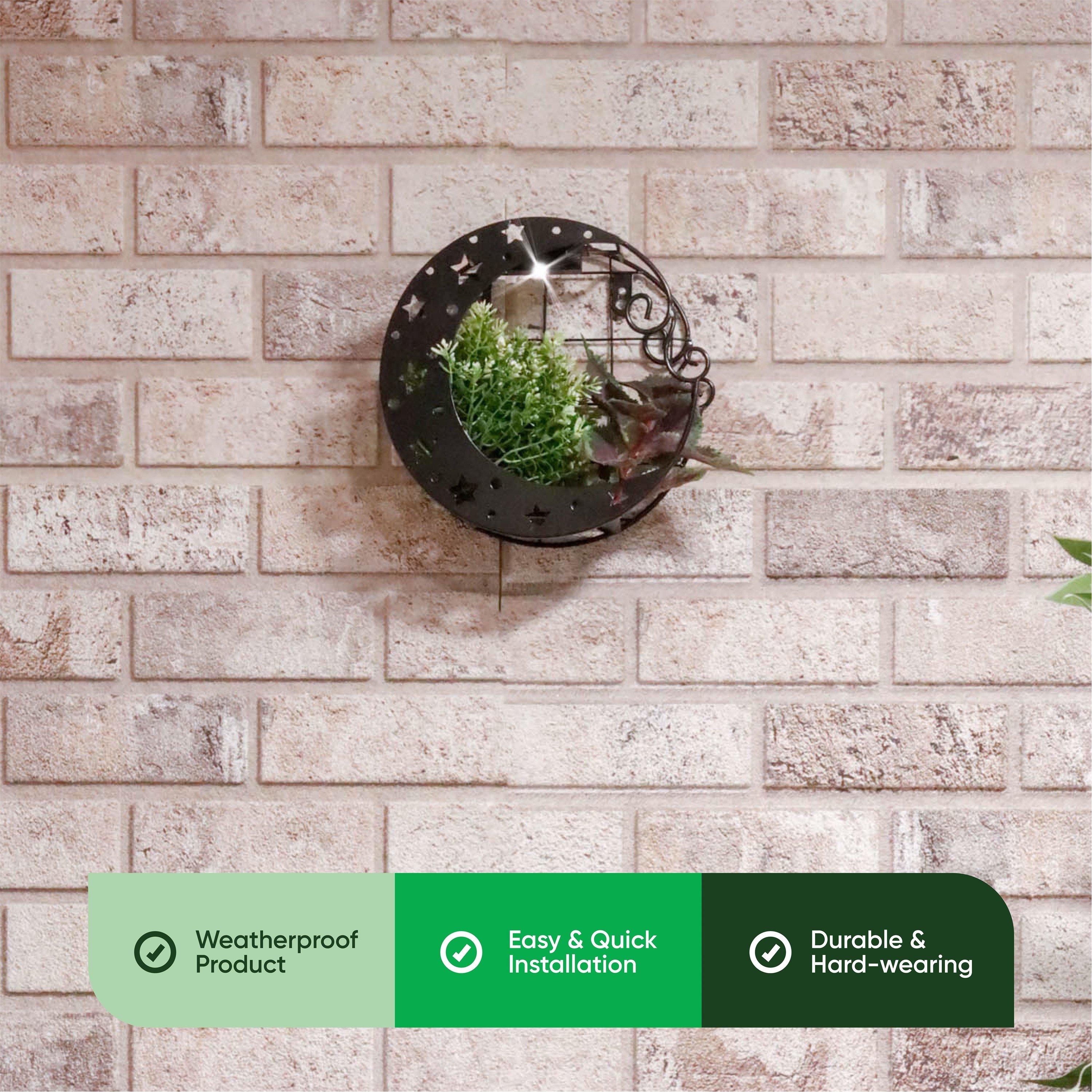 Black - Streetwize - Solar Moon Wall Planter - 4