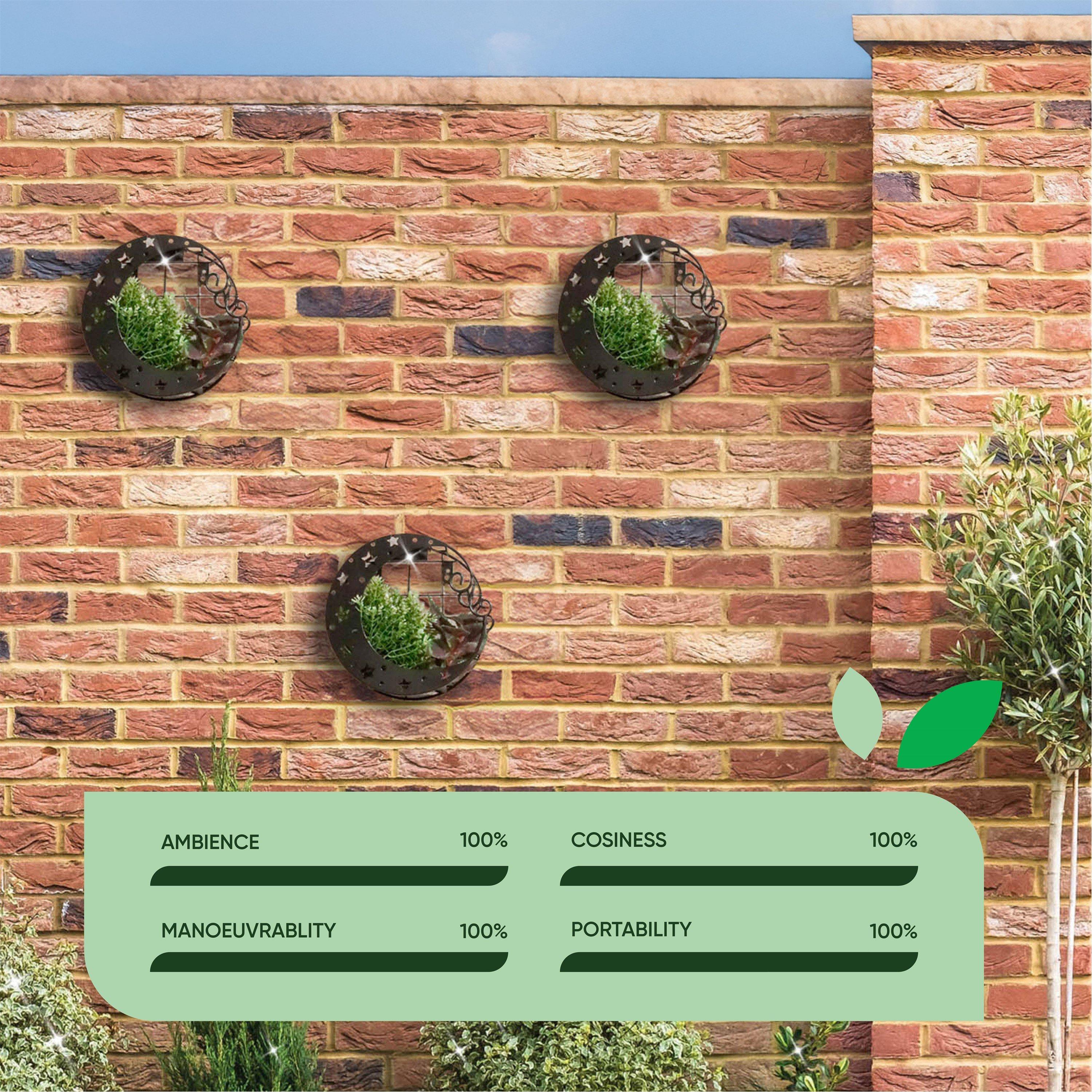 Black - Streetwize - Solar Moon Wall Planter - 6