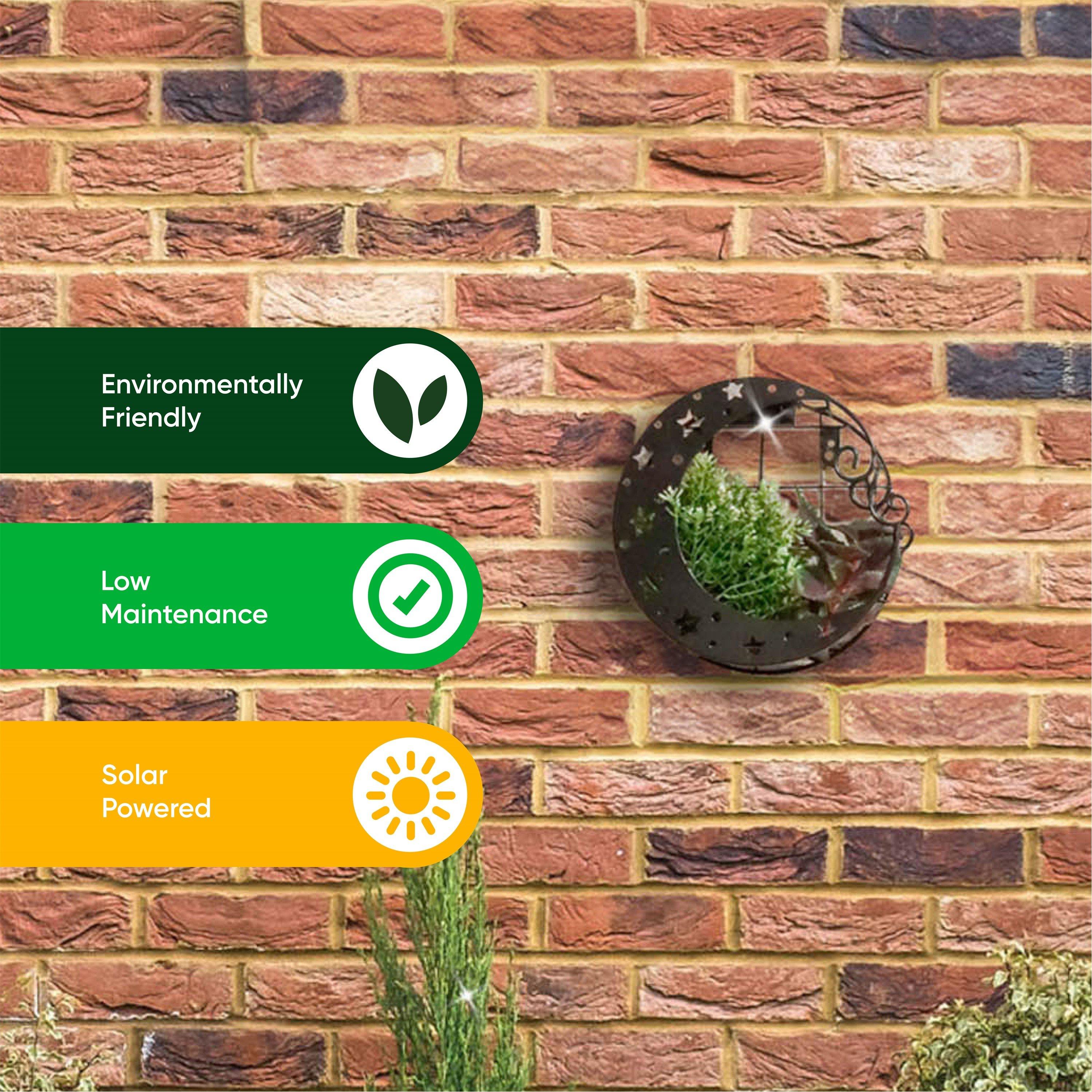 Black - Streetwize - Solar Moon Wall Planter - 7