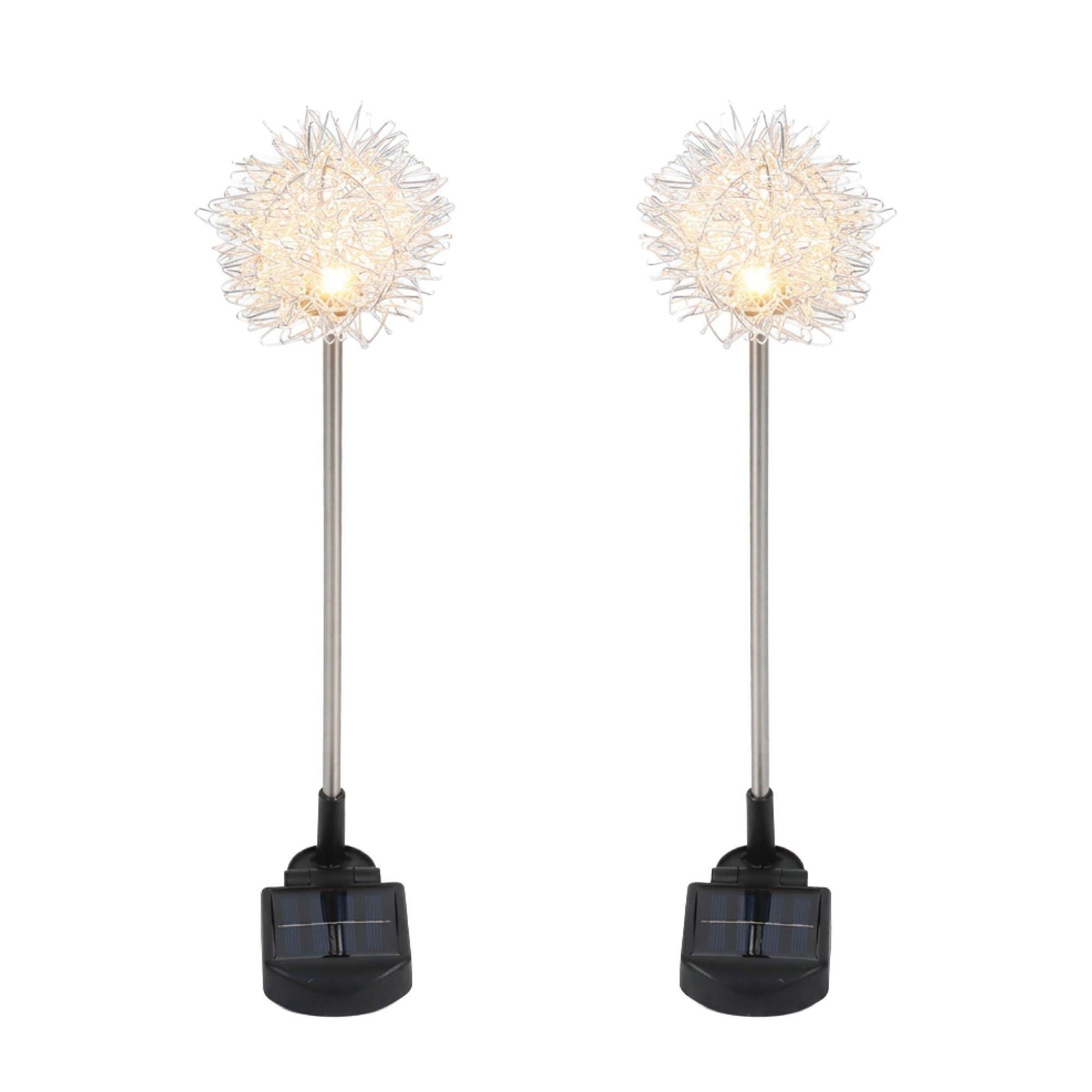 Streetwize  Pack Of 2 Solar Dandelion Stake Lights - White - Pack of 2