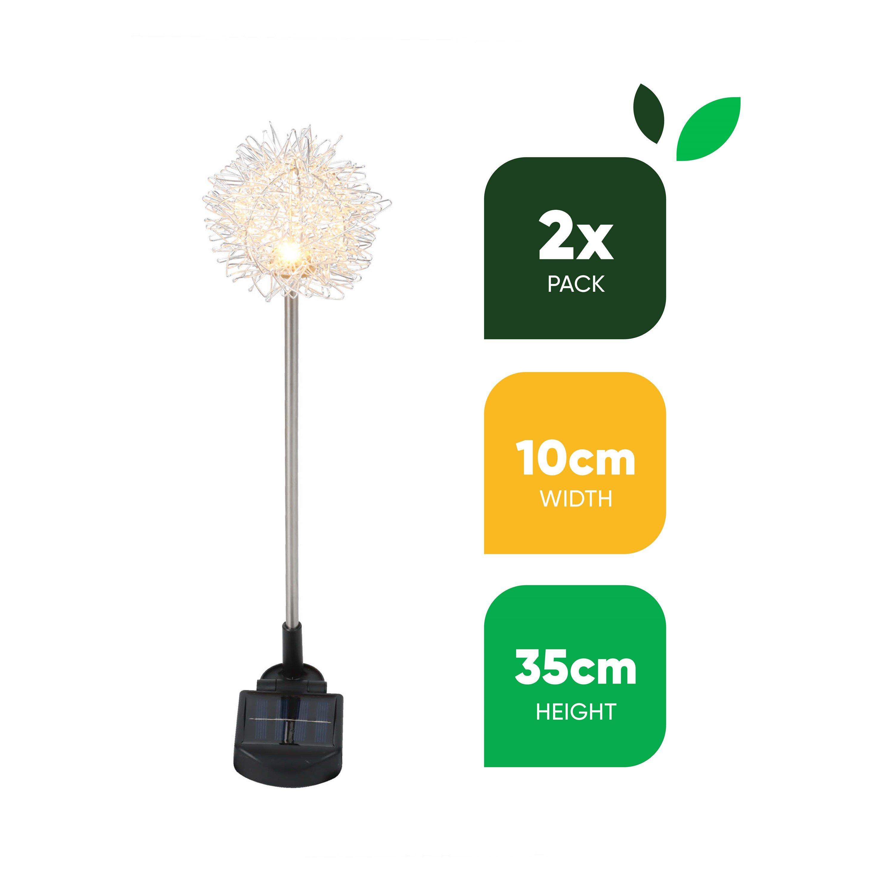 White - Streetwize - Pack of 2 Solar Dandelion Stake Lights - 2