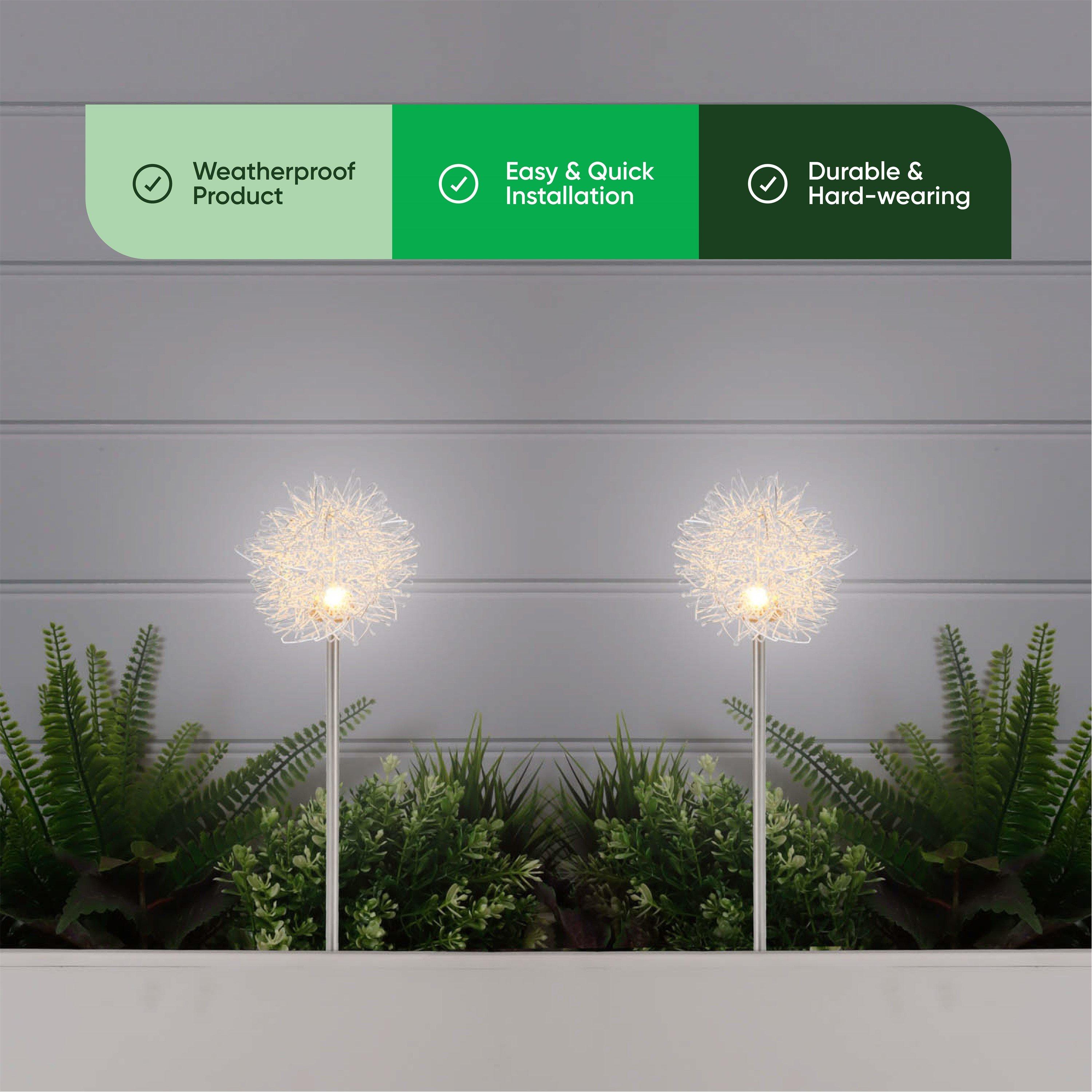 White - Streetwize - Pack of 2 Solar Dandelion Stake Lights - 3
