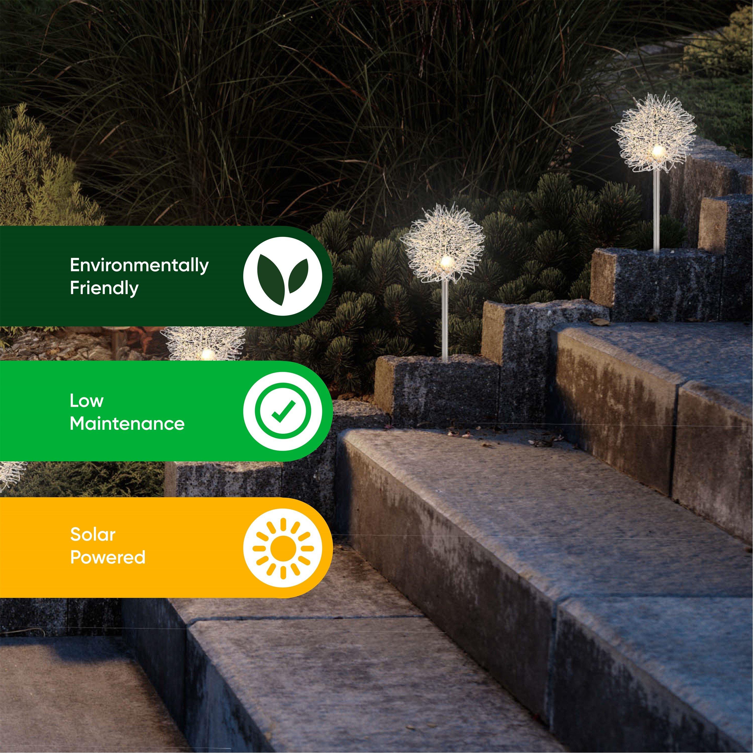 White - Streetwize - Pack of 2 Solar Dandelion Stake Lights - 6