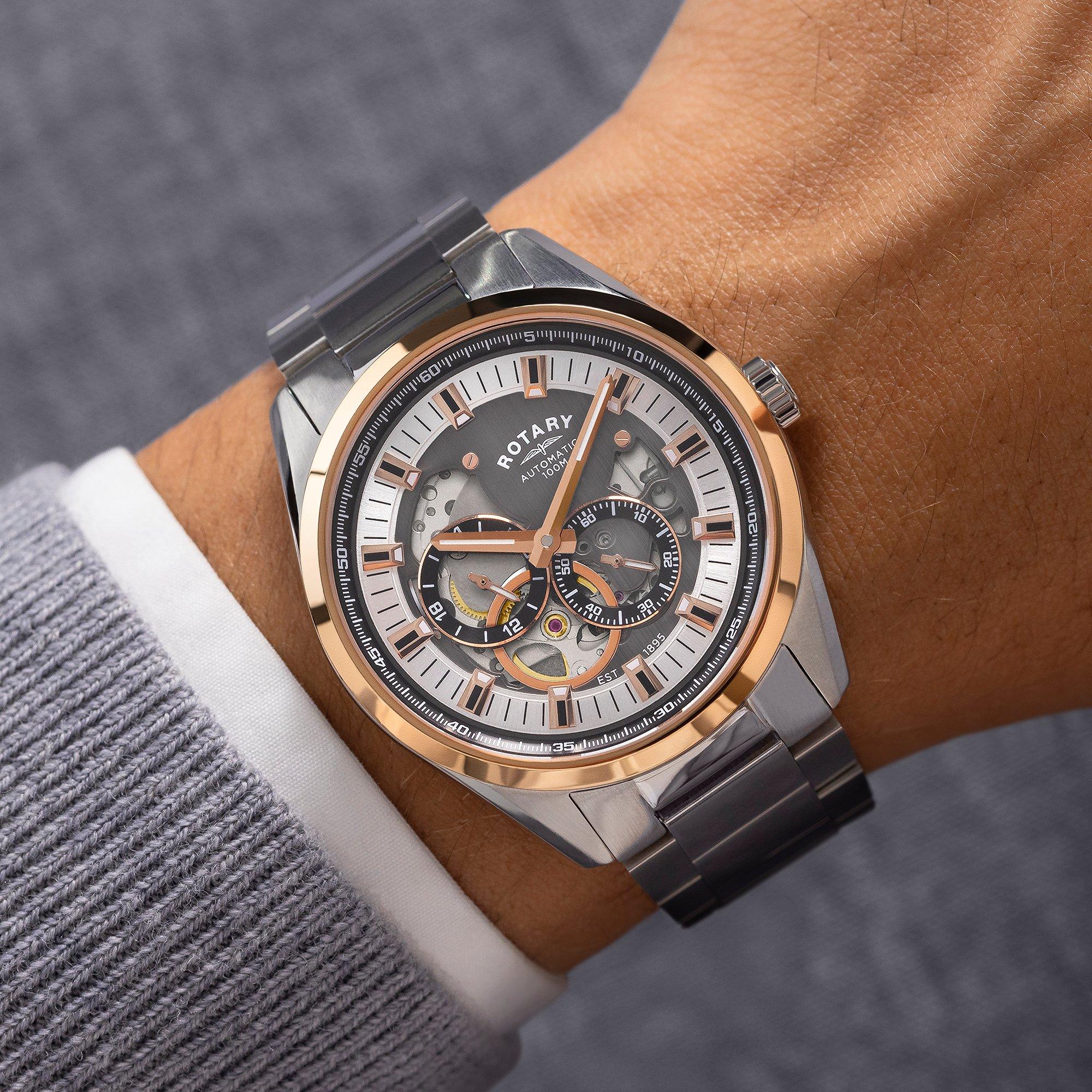 Silver - Rotary - Rotary Mens Seamatic Eclipse SS Bracelet Watch - 3