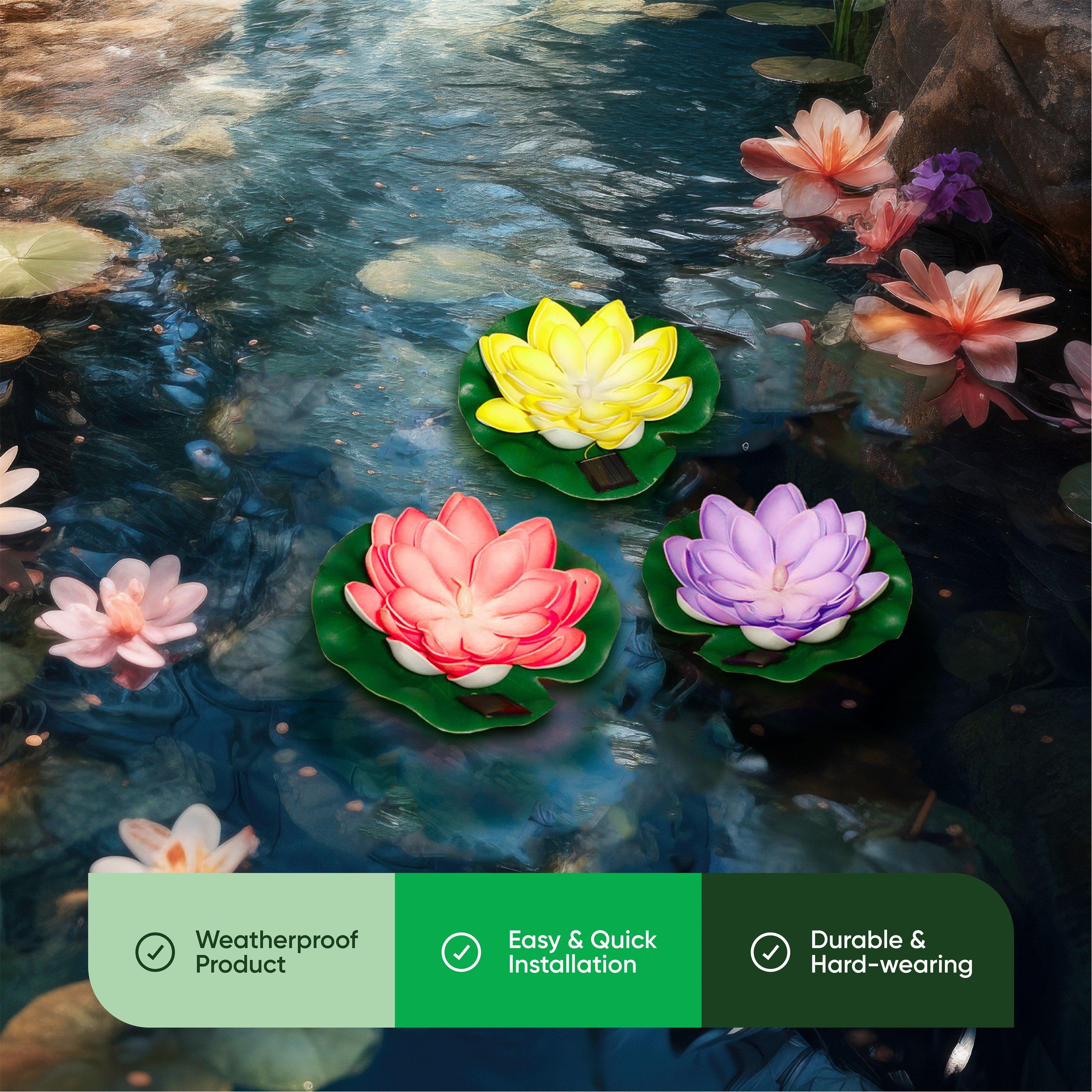 Multi - Streetwize - Pack of 3 Solar Floating Lotus Light - 3