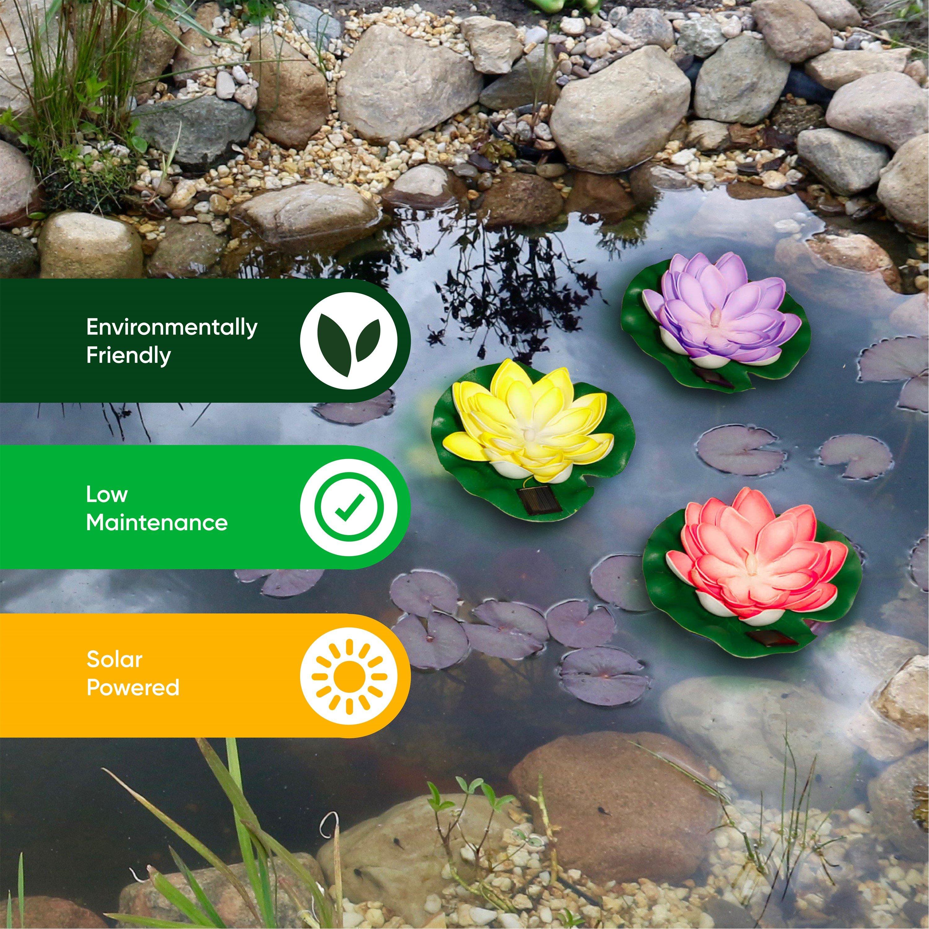 Multi - Streetwize - Pack of 3 Solar Floating Lotus Light - 6