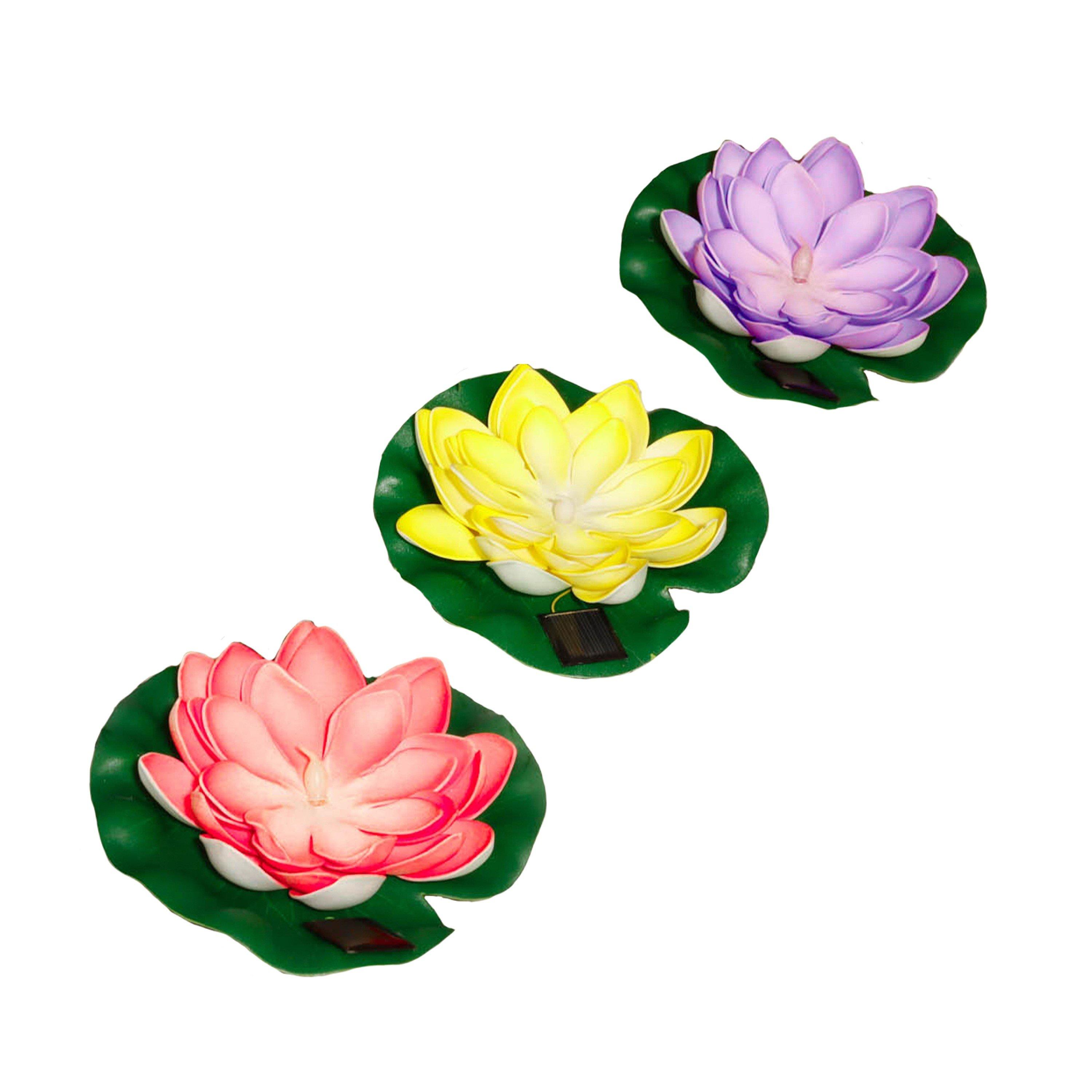 Multi - Streetwize - Pack of 3 Solar Floating Lotus Light - 8