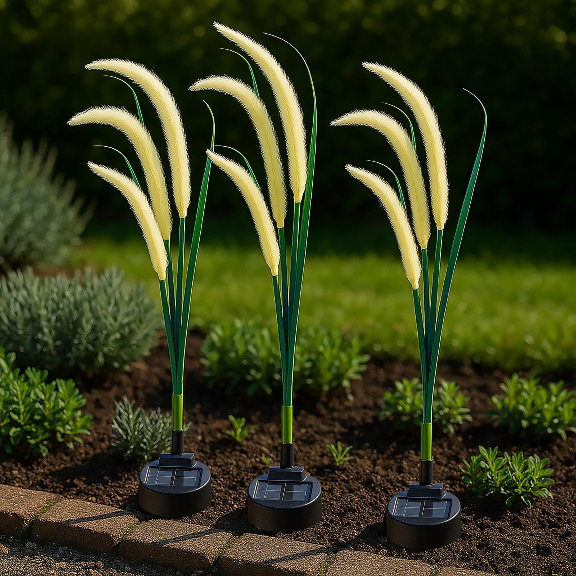 Yellow - Streetwize - Pack of 3 Solar Setaria Viridis Stake Light - 3