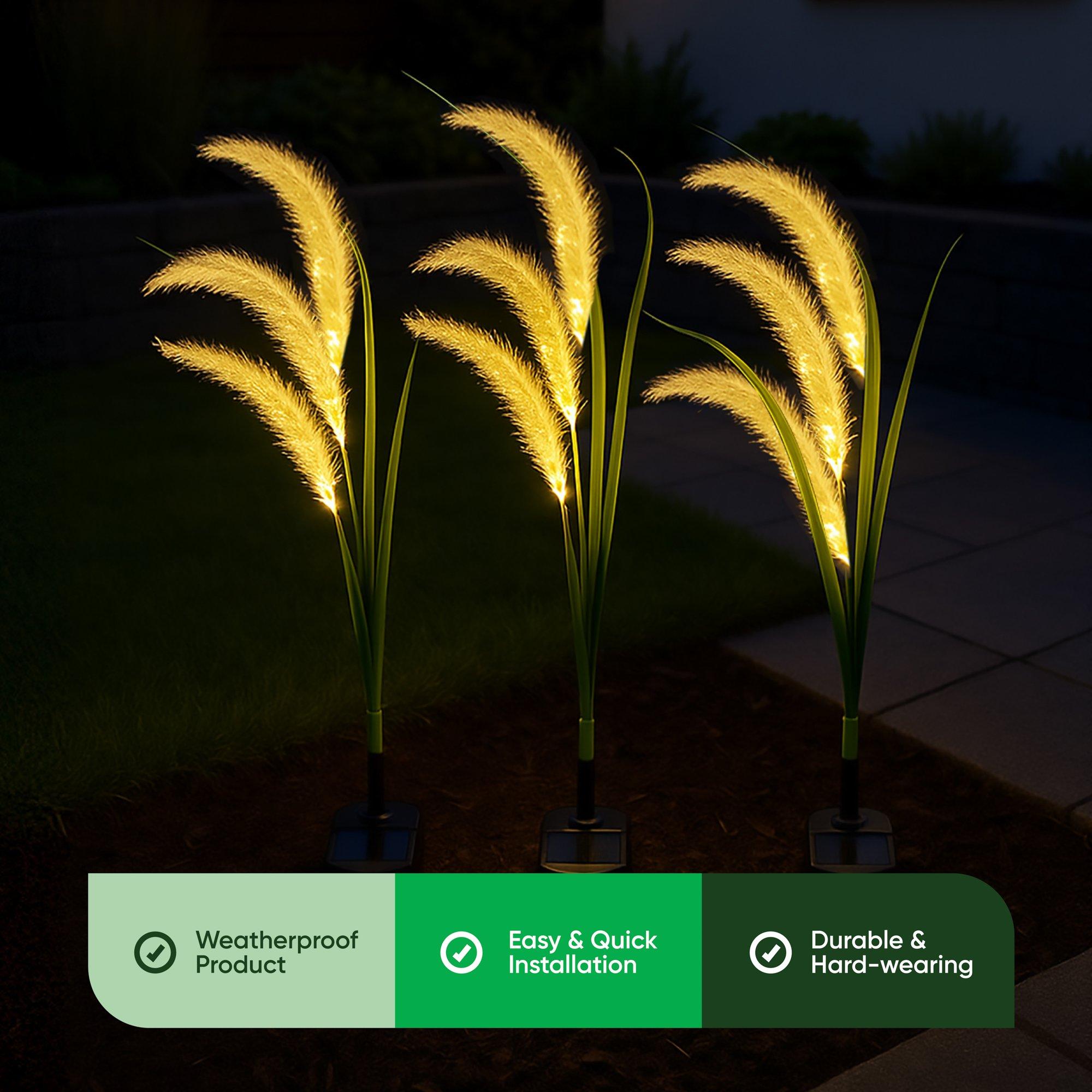Yellow - Streetwize - Pack of 3 Solar Setaria Viridis Stake Light - 4