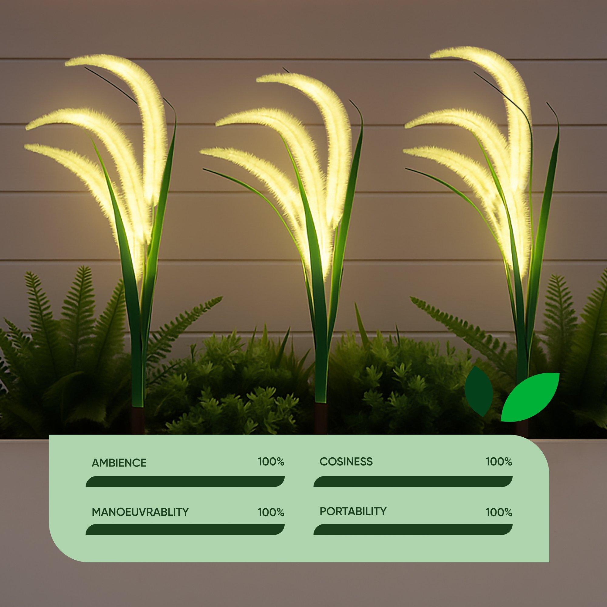 Yellow - Streetwize - Pack of 3 Solar Setaria Viridis Stake Light - 5