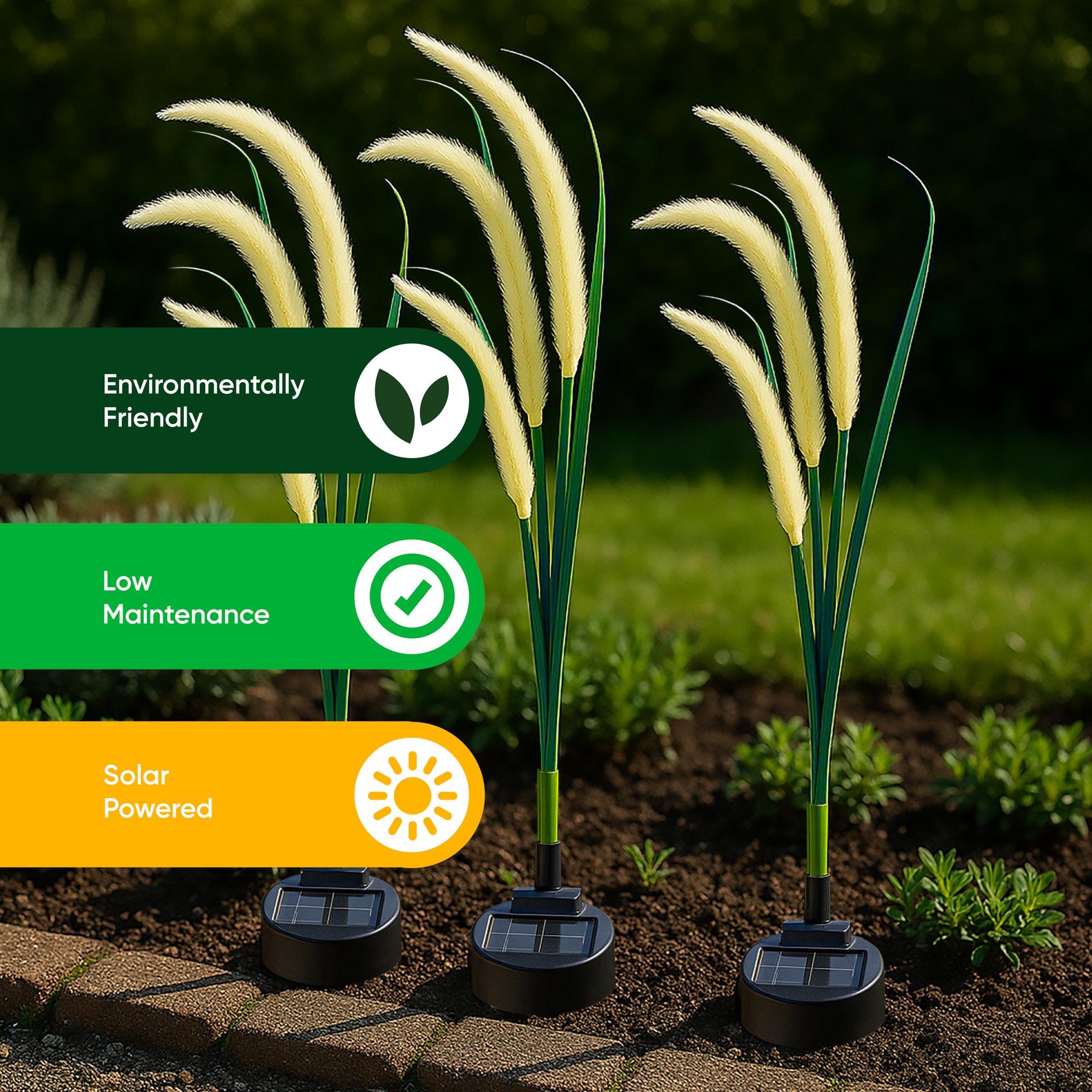 Yellow - Streetwize - Pack of 3 Solar Setaria Viridis Stake Light - 6