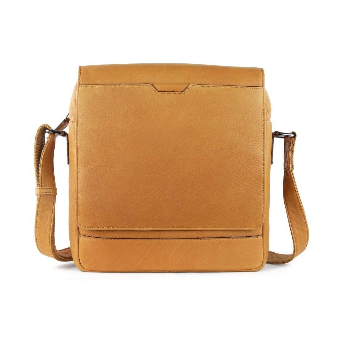 Primehide Leather  Crossbody Messenger Bag - Cognac - 28 x 25