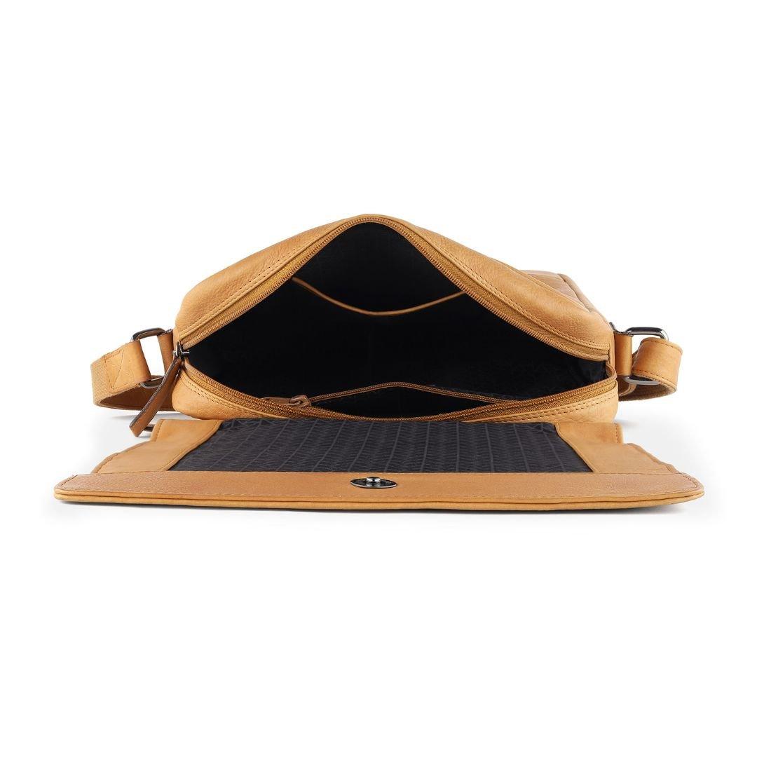 Cognac - PRIMEHIDE Leather - Crossbody Messenger Bag - 4