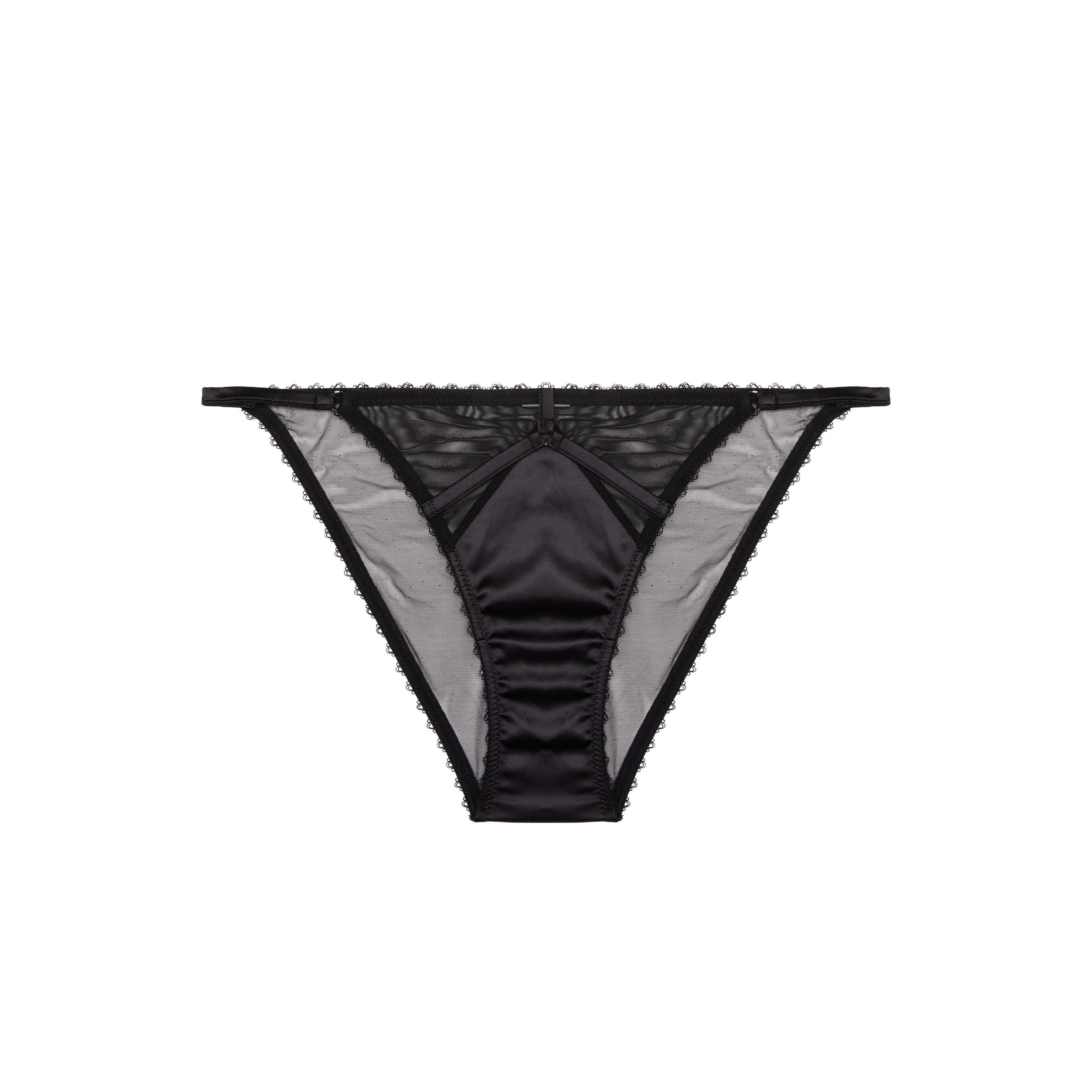 Black - Playful Promises - Noelle Black Satin Strappy Tanga Brief - 4