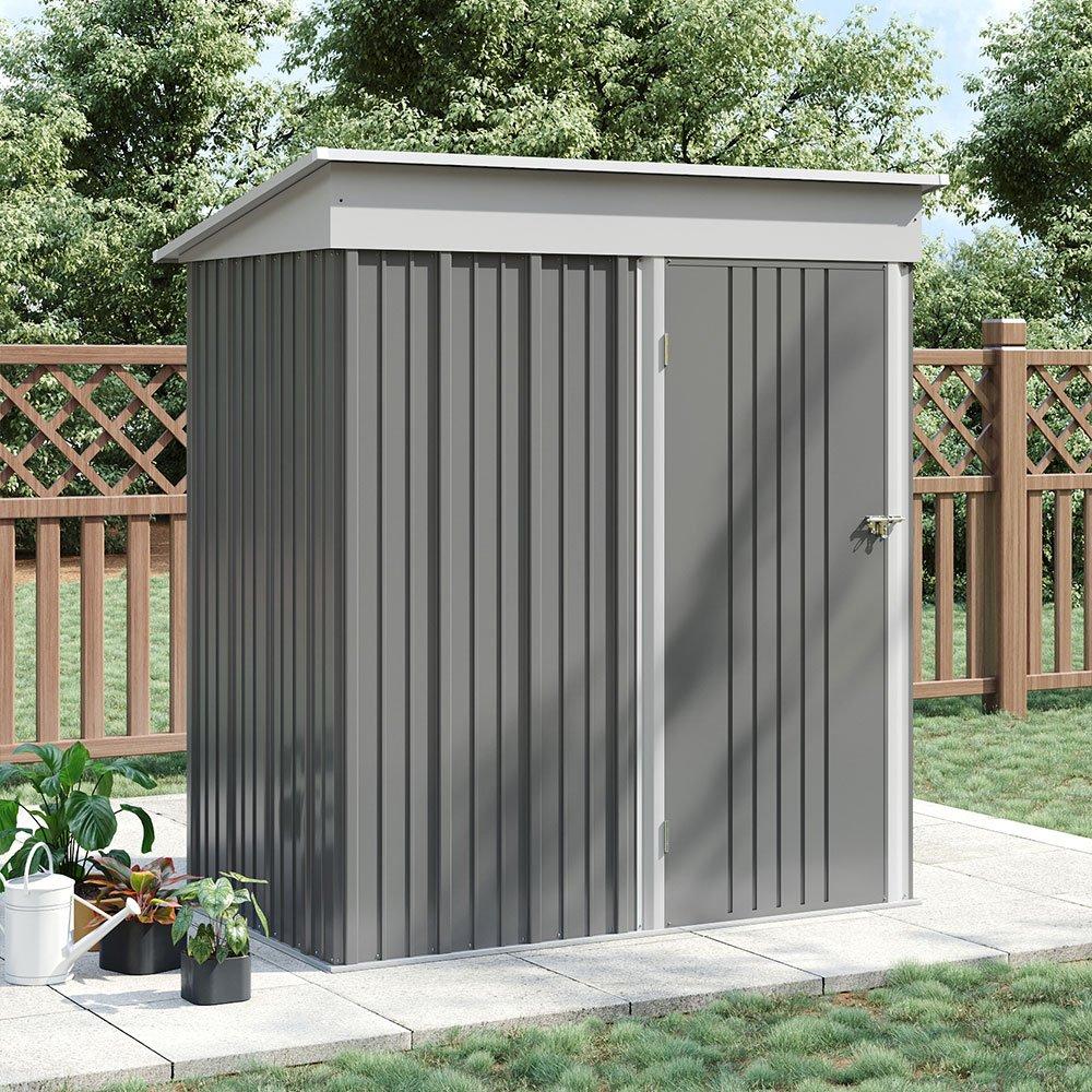 Grey - Breeins - Outdoor 5x3Fts Metal Garden Storage Shed  Grey - 1