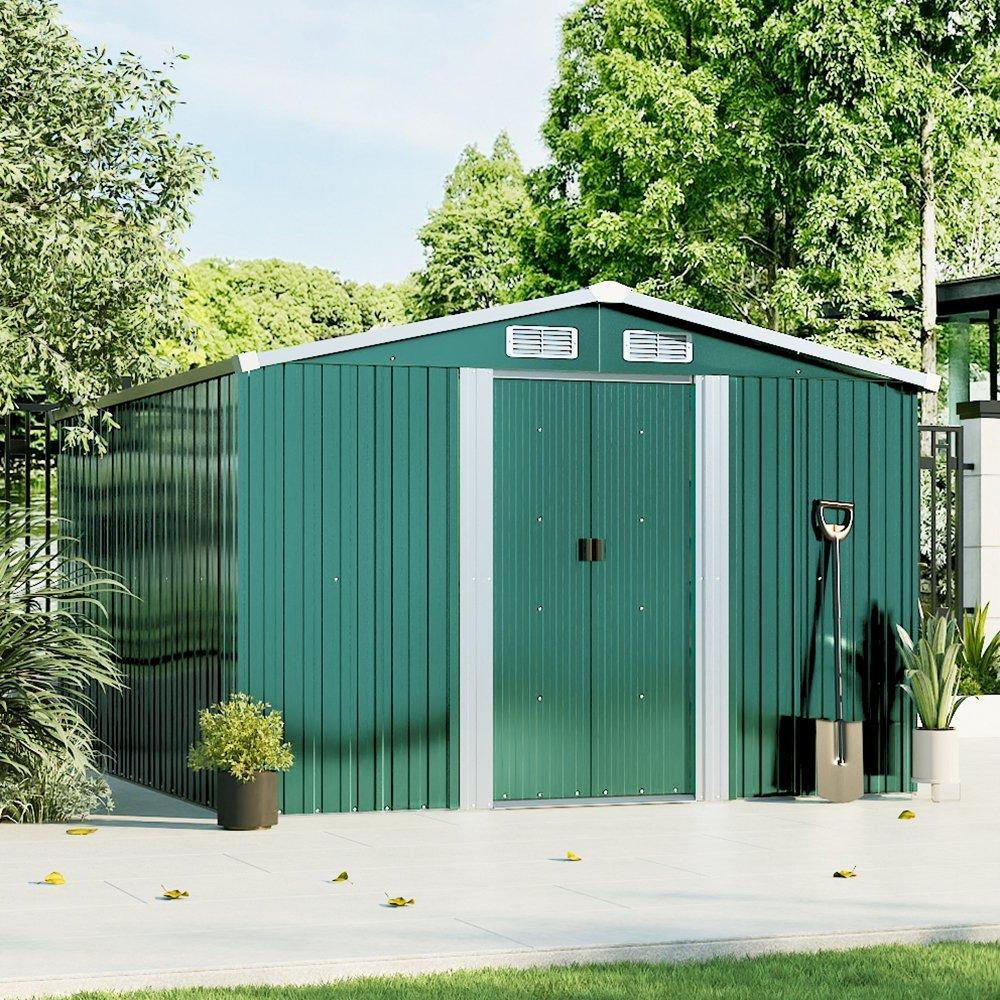 Green - Breeins - Outdoor 10x8Fts Metal Storage Shed Green - 1