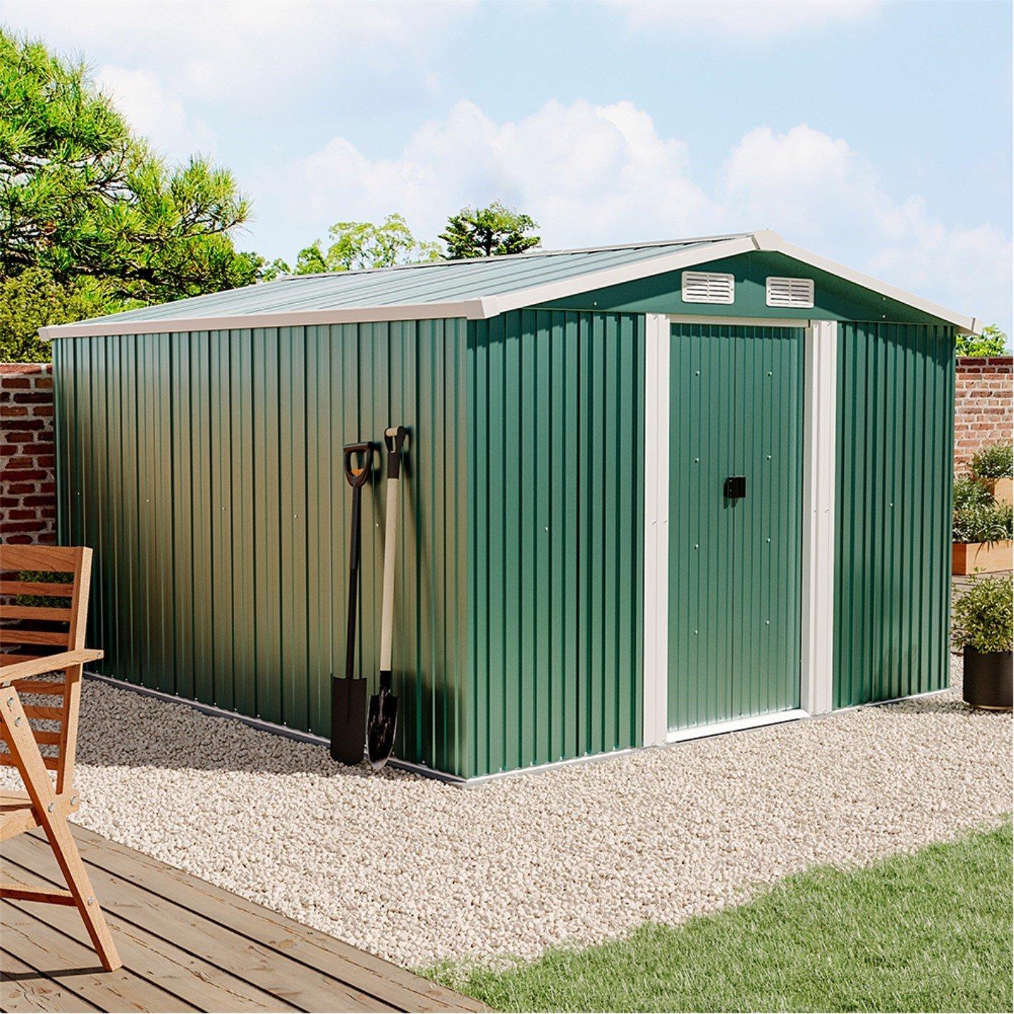Green - Breeins - Outdoor 10x8Fts Metal Storage Shed Green - 5