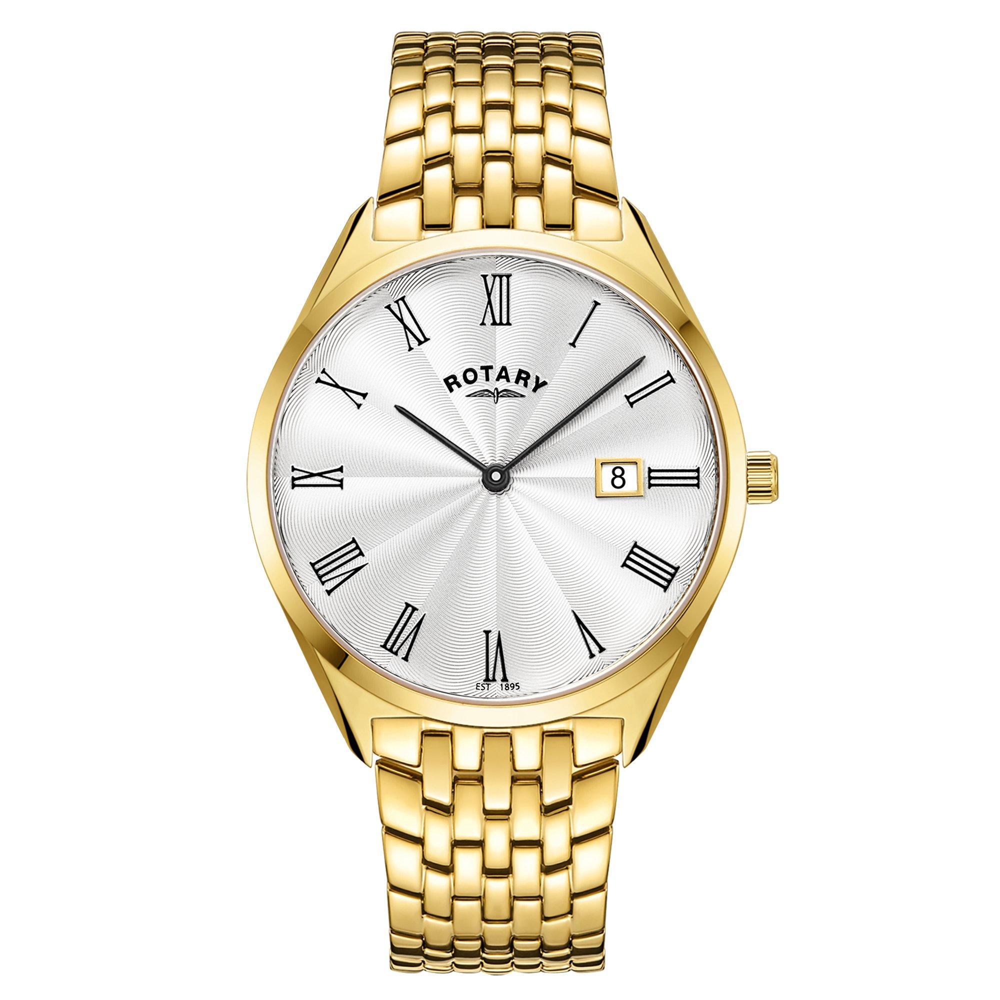 Gold - Rotary - Mens Ultra Slim Gold SS Bracelet Watch - 1