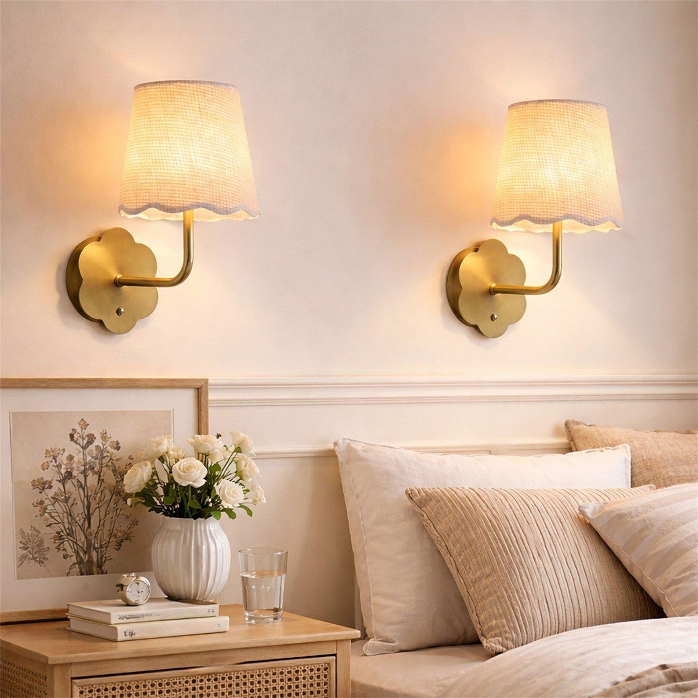 Gold - Lighting Collection - Pair - Gold Flower Rechargeable Wall Light - 1