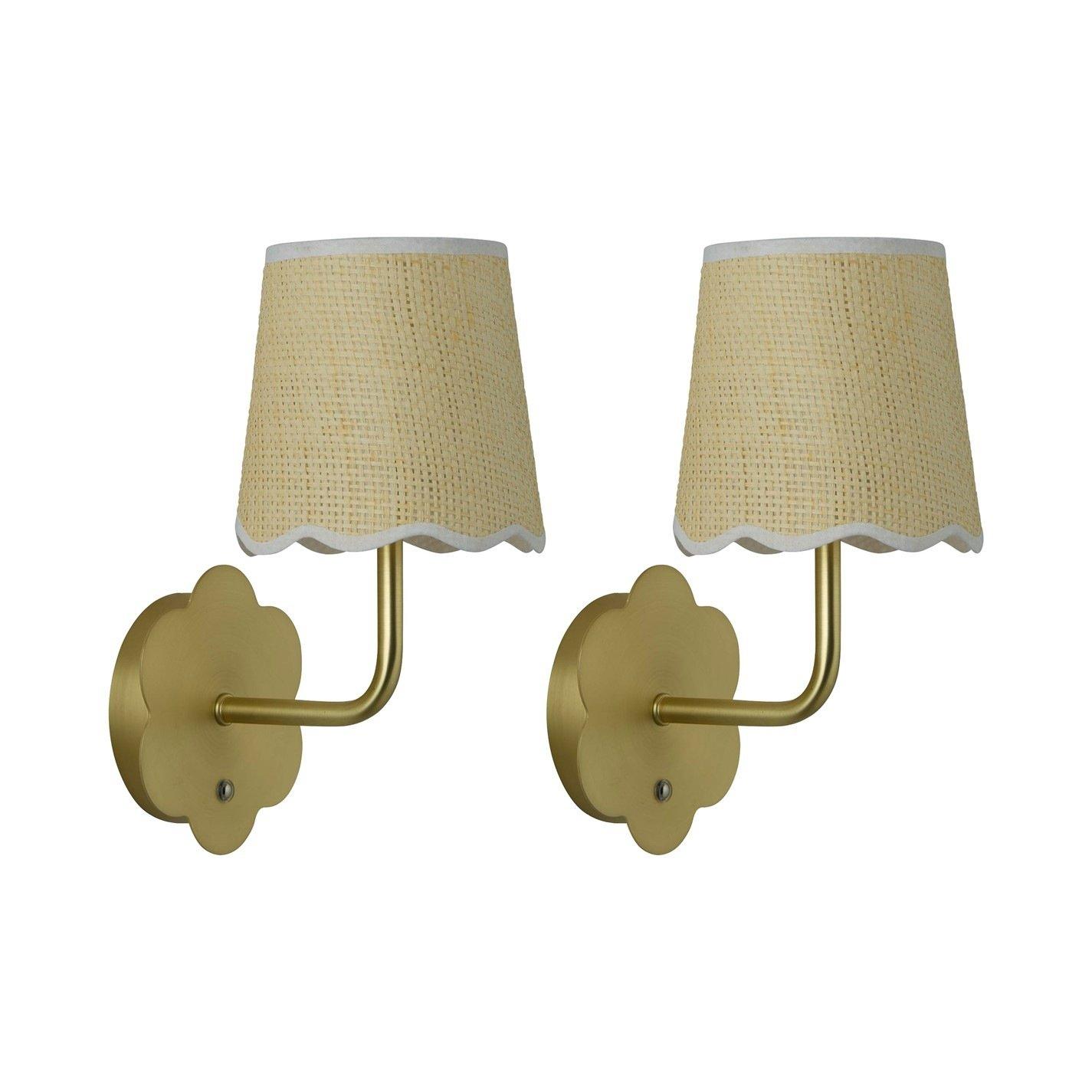 Gold - Lighting Collection - Pair - Gold Flower Rechargeable Wall Light - 2