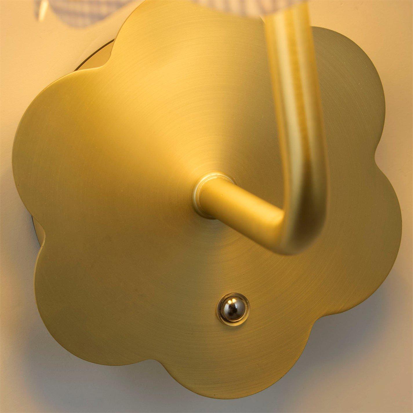 Gold - Lighting Collection - Pair - Gold Flower Rechargeable Wall Light - 3
