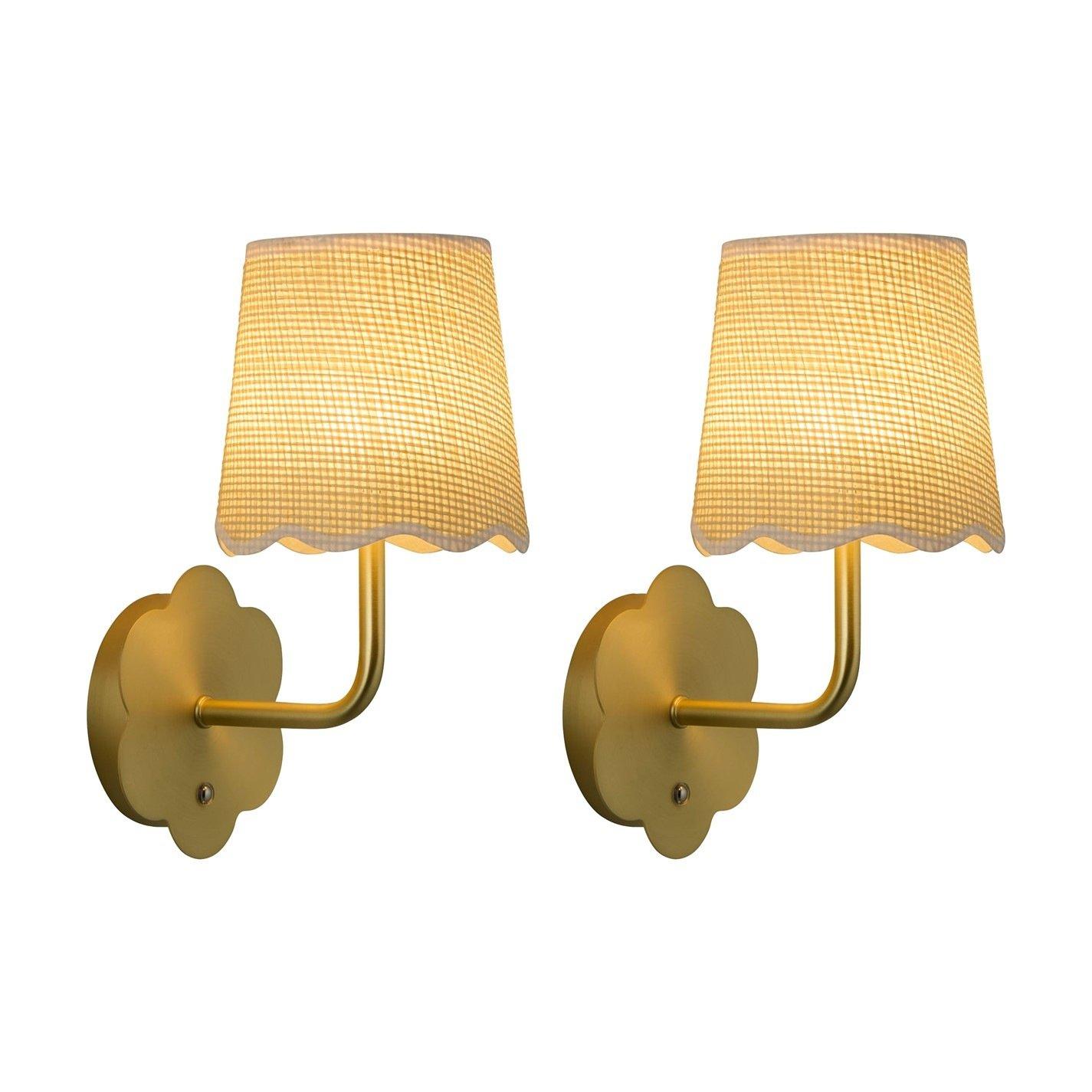 Gold - Lighting Collection - Pair - Gold Flower Rechargeable Wall Light - 4