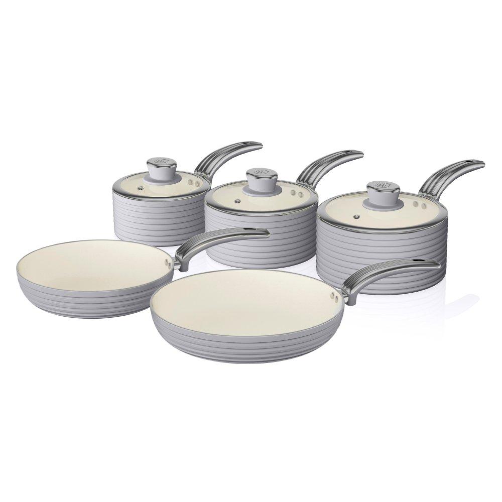 Grey - Swan - Retro 5 Piece Pan Set Grey - 1