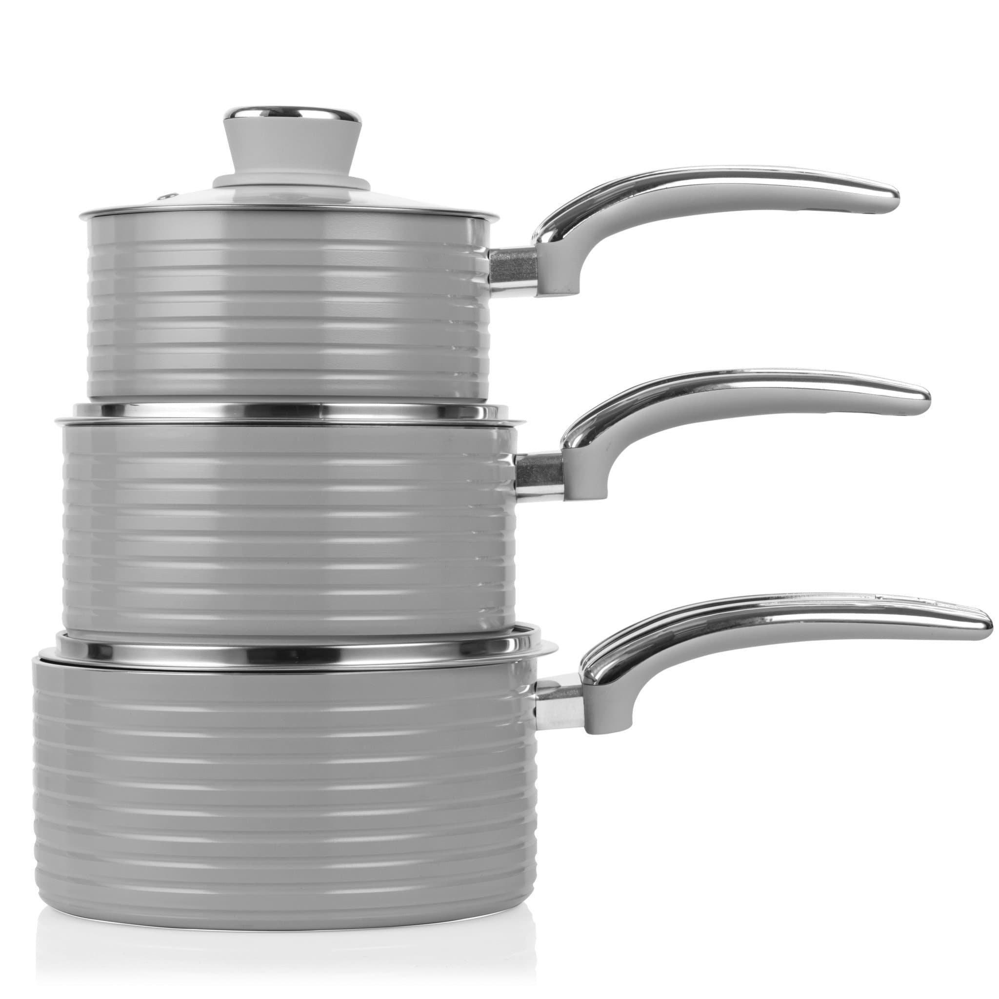 Grey - Swan - Retro 5 Piece Pan Set Grey - 3