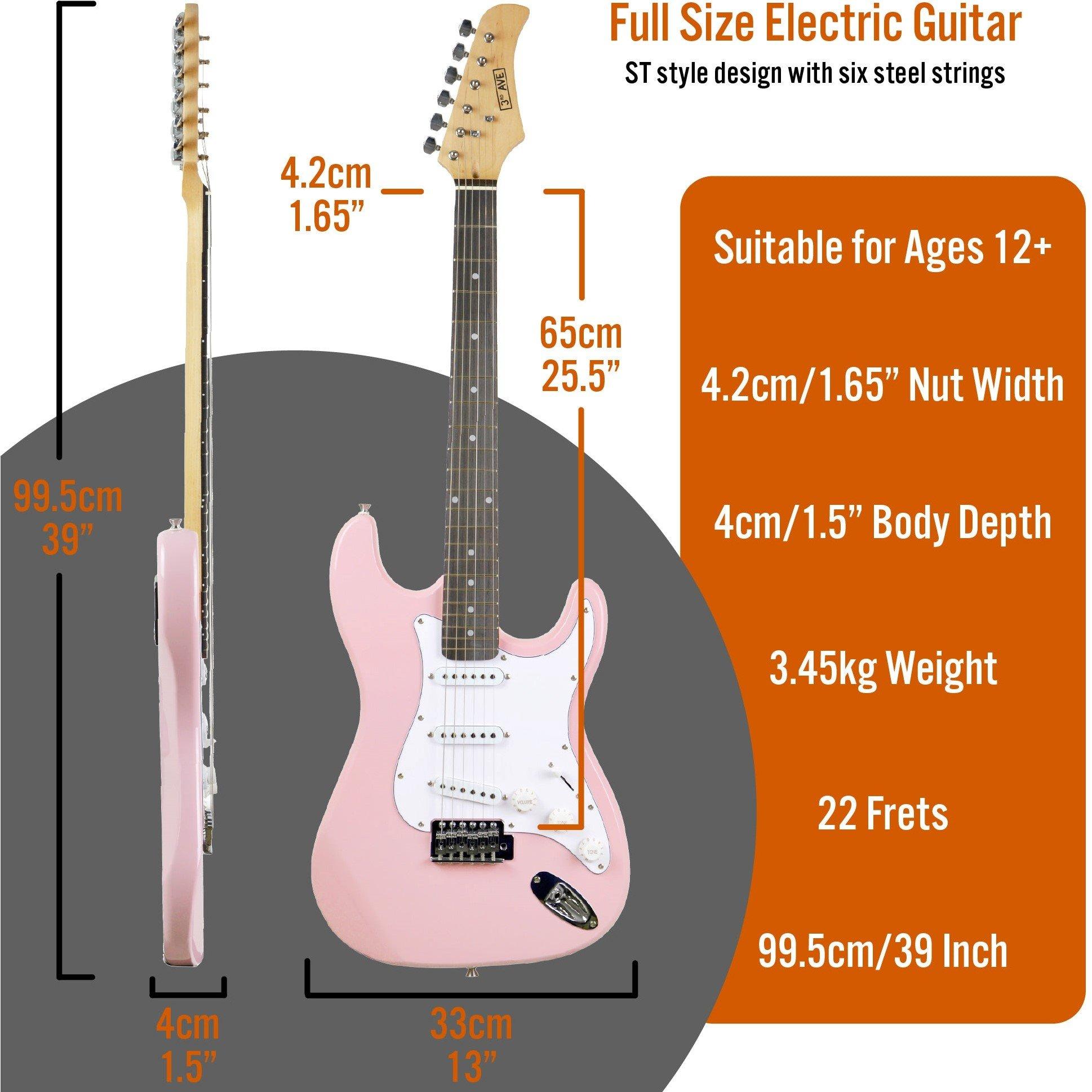 Pastel Pink - 3rd Avenue - Full Size Pastel Electric Guitar Pack - 2