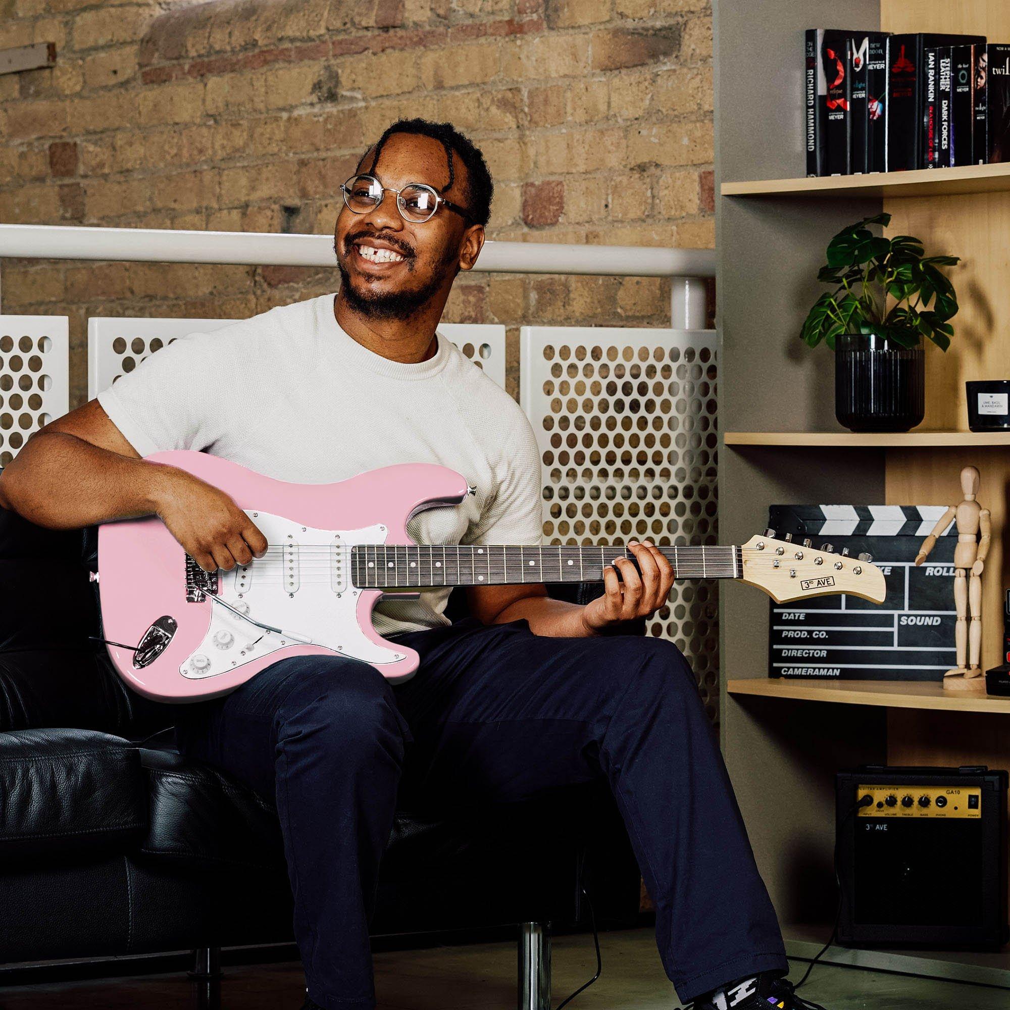 Pastel Pink - 3rd Avenue - Full Size Pastel Electric Guitar Pack - 5