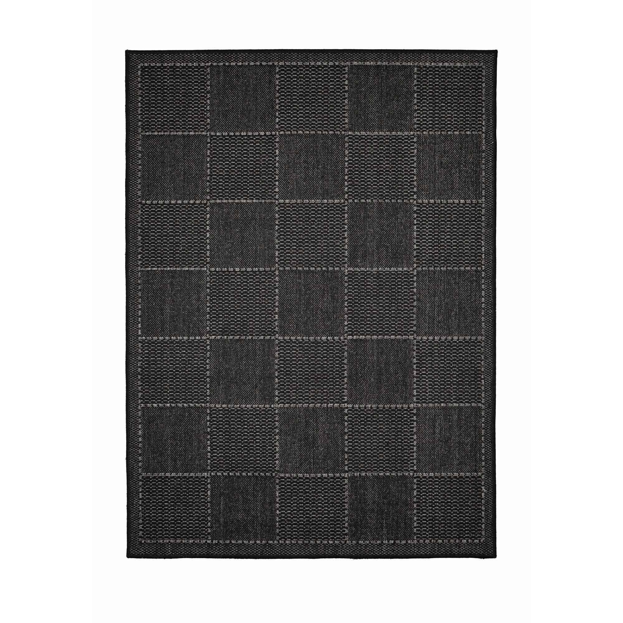 Black - Homemaker - Check Gel Flatweave Rug Black - 3
