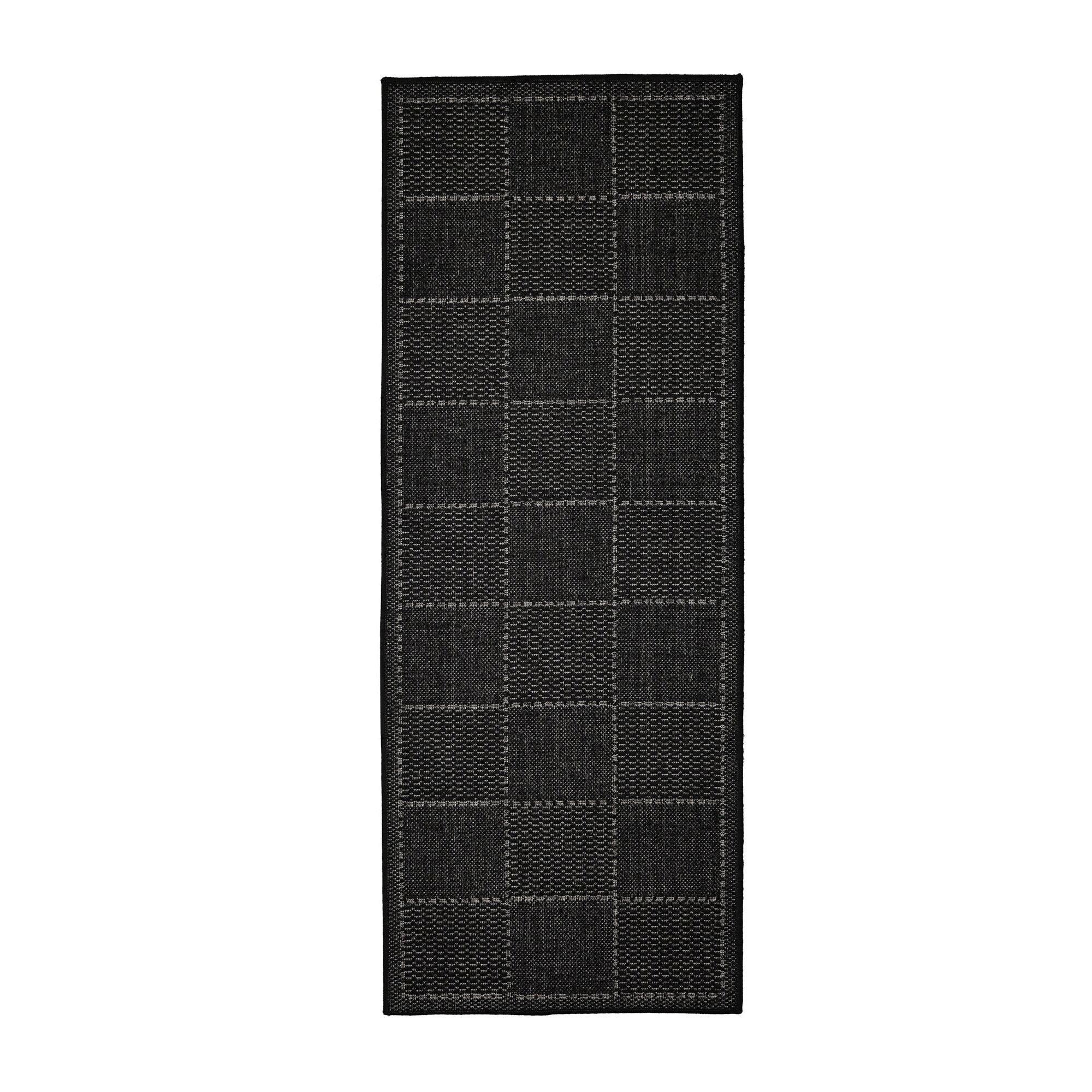 Black - Homemaker - Check Gel Flatweave Rug Black - 4