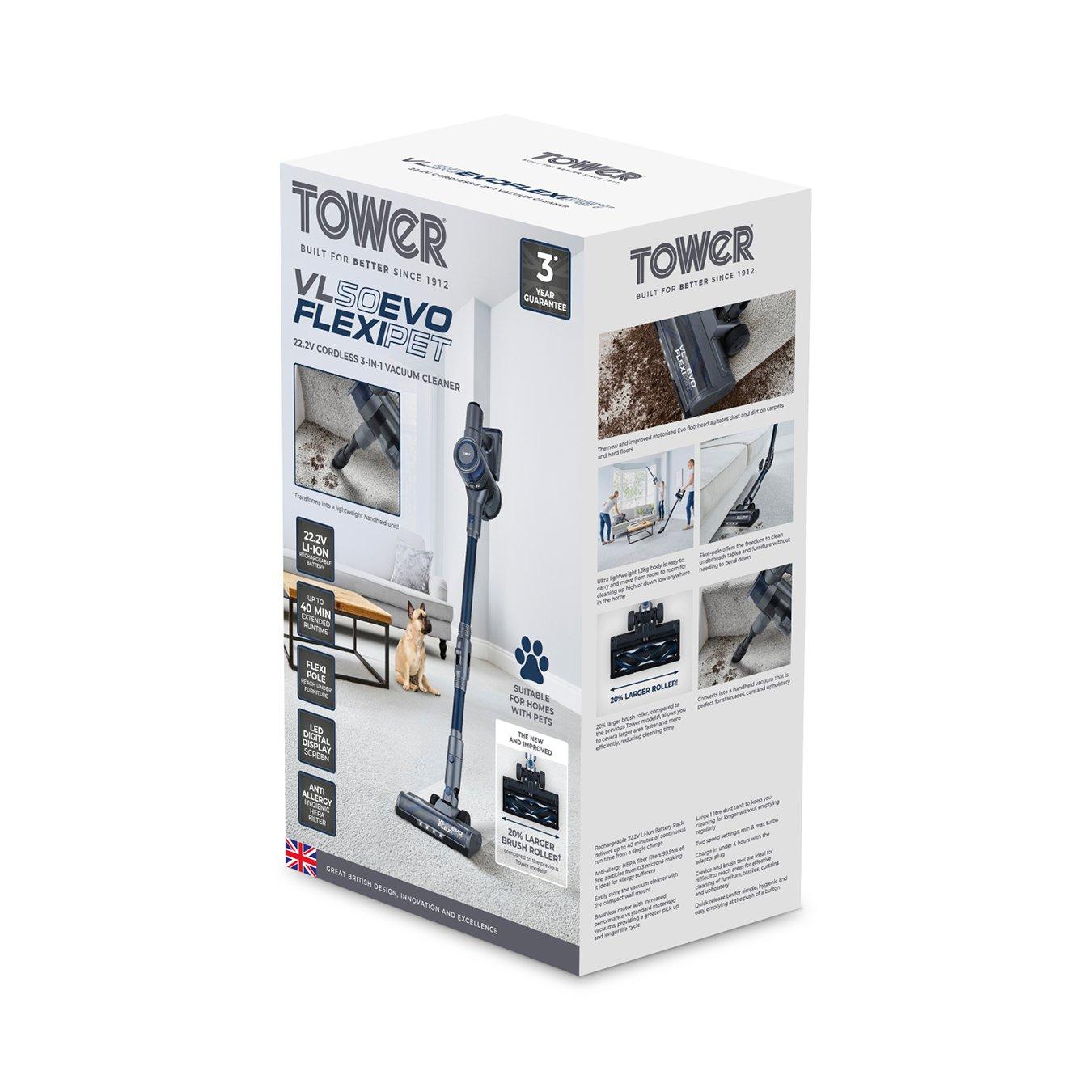 Blue - Tower - VL50 EVO Flexi-Pet 22.2V Cordless Vac 3-IN-1 - 8