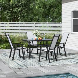 Breeins Outdoor Tempered Glass Table with 4 Chairs Grey