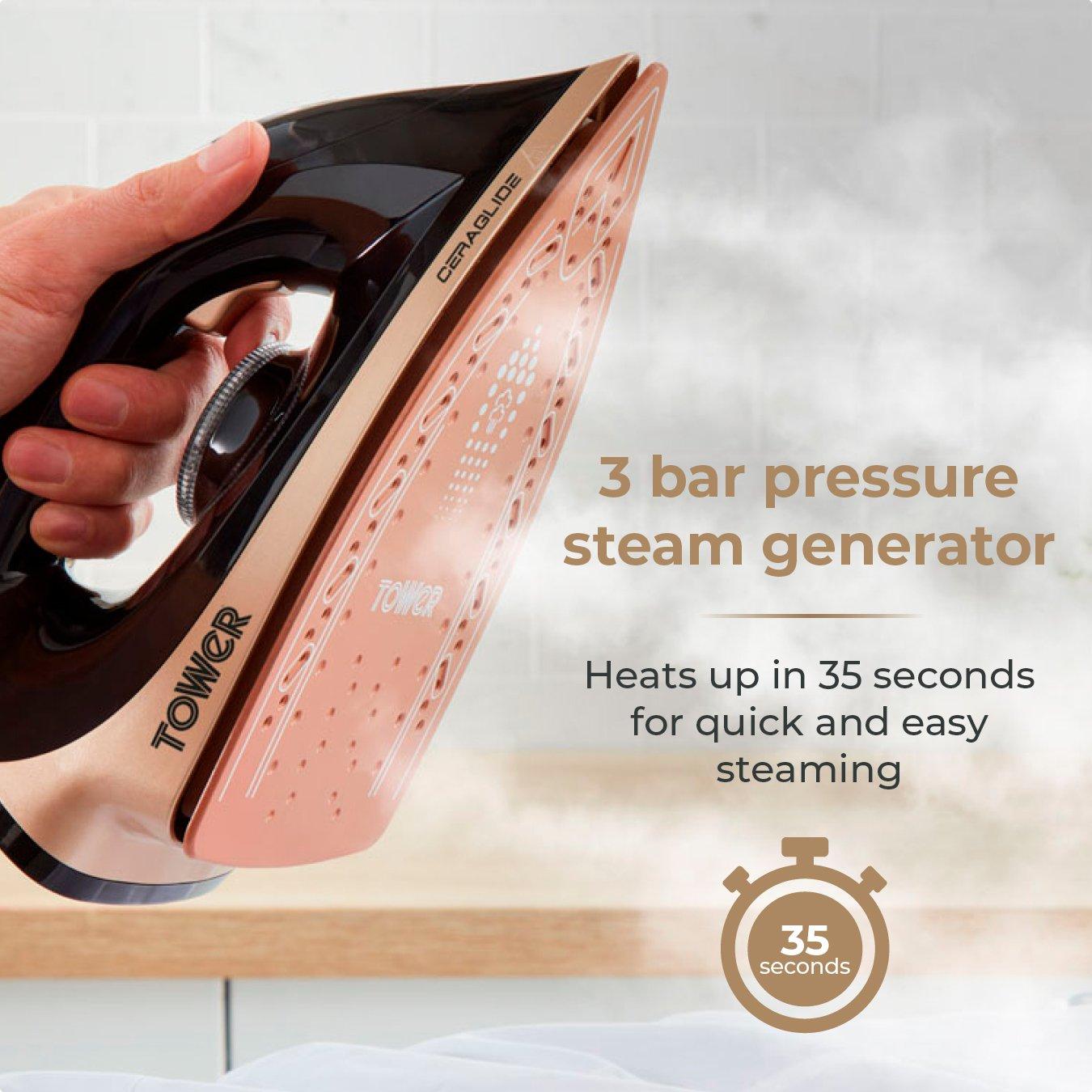 Black - Tower - 2700W Steam Generator with 1.2 Litre Capacity Wate - 4