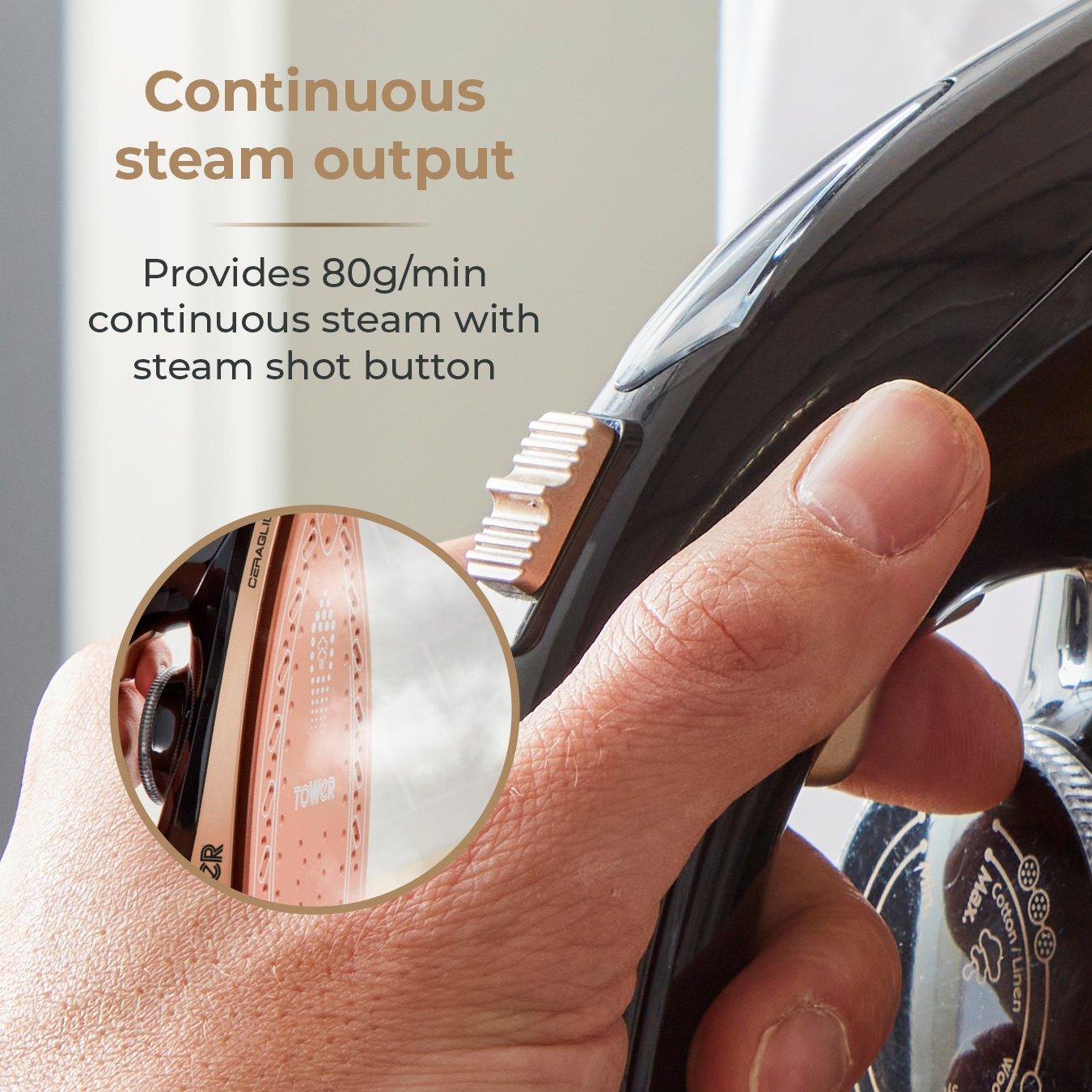 Black - Tower - 2700W Steam Generator with 1.2 Litre Capacity Wate - 6