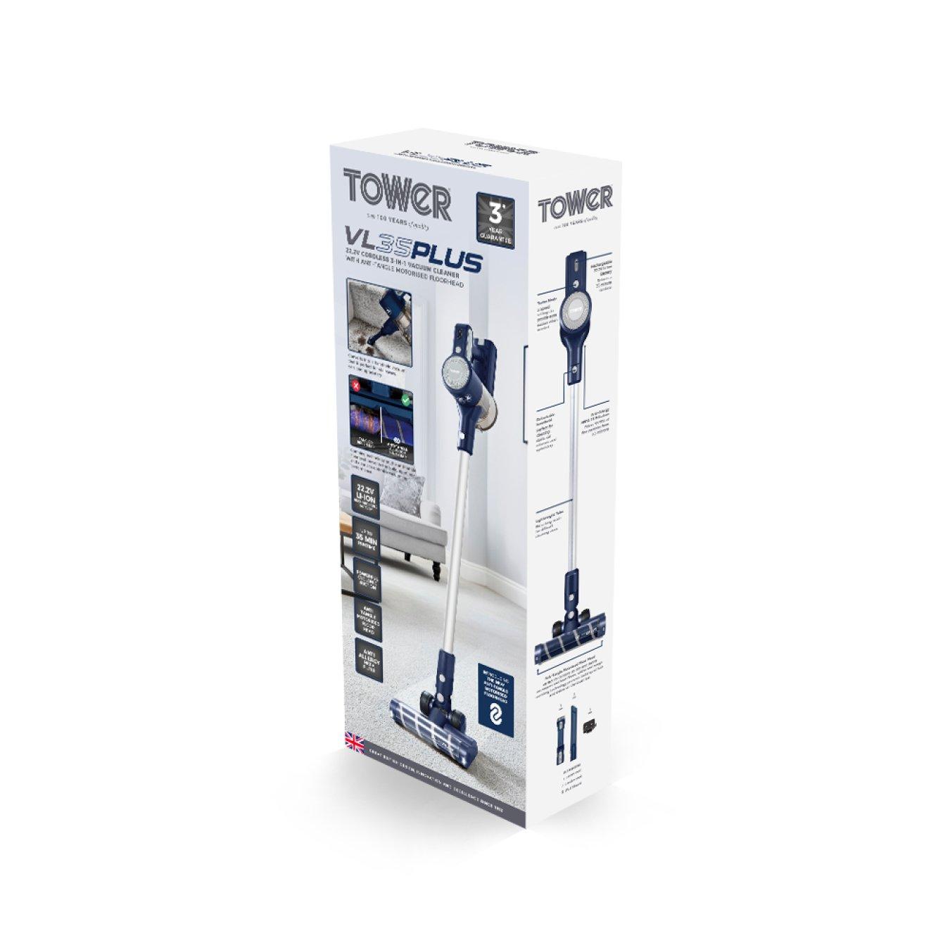 Blue - Tower - VL35 Plus Anti Tangle Vacuum Cleaner 3-IN-1 DC 150 - 9