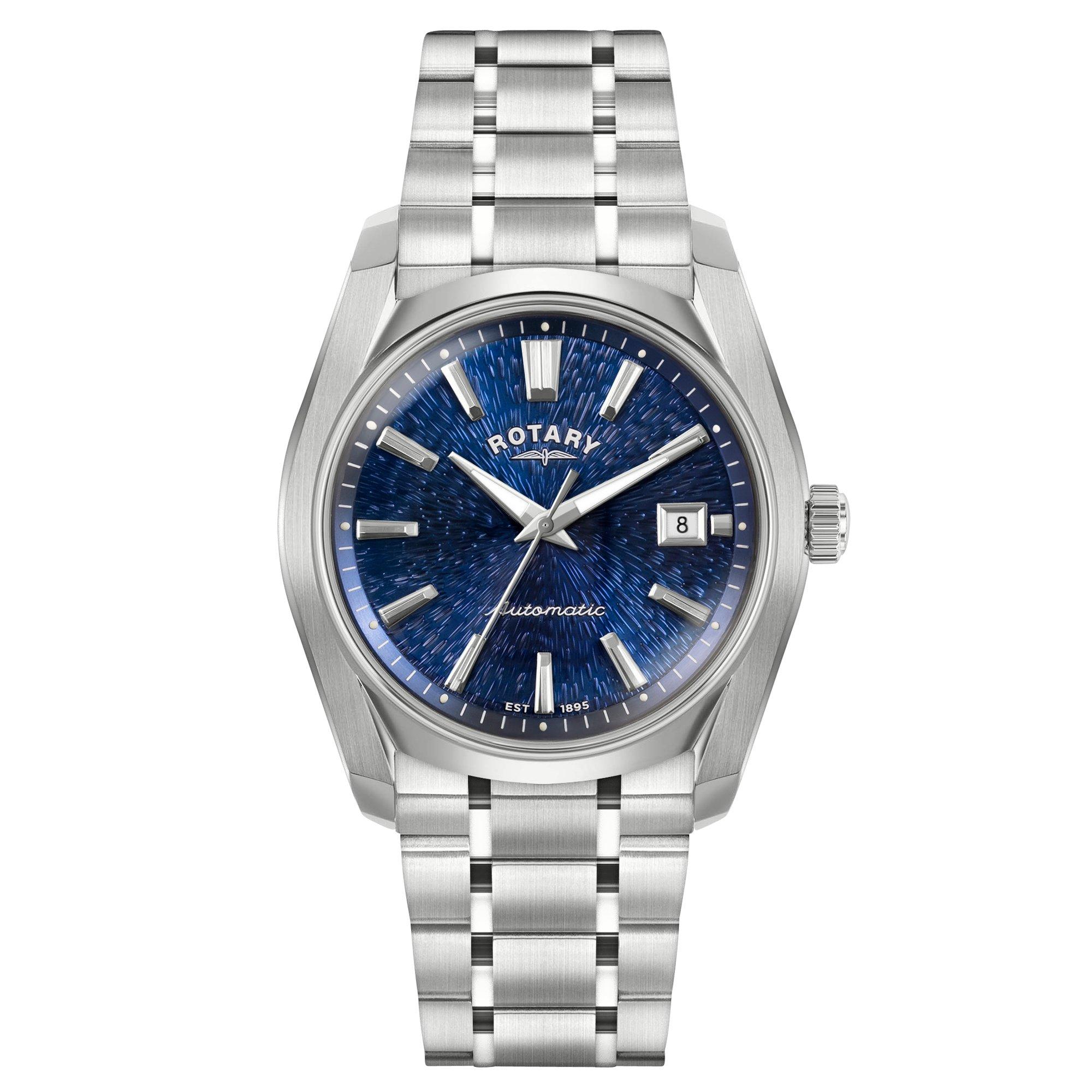 Rotary Men's Lu Blue Dial Ss Bracelet Watch - Silver