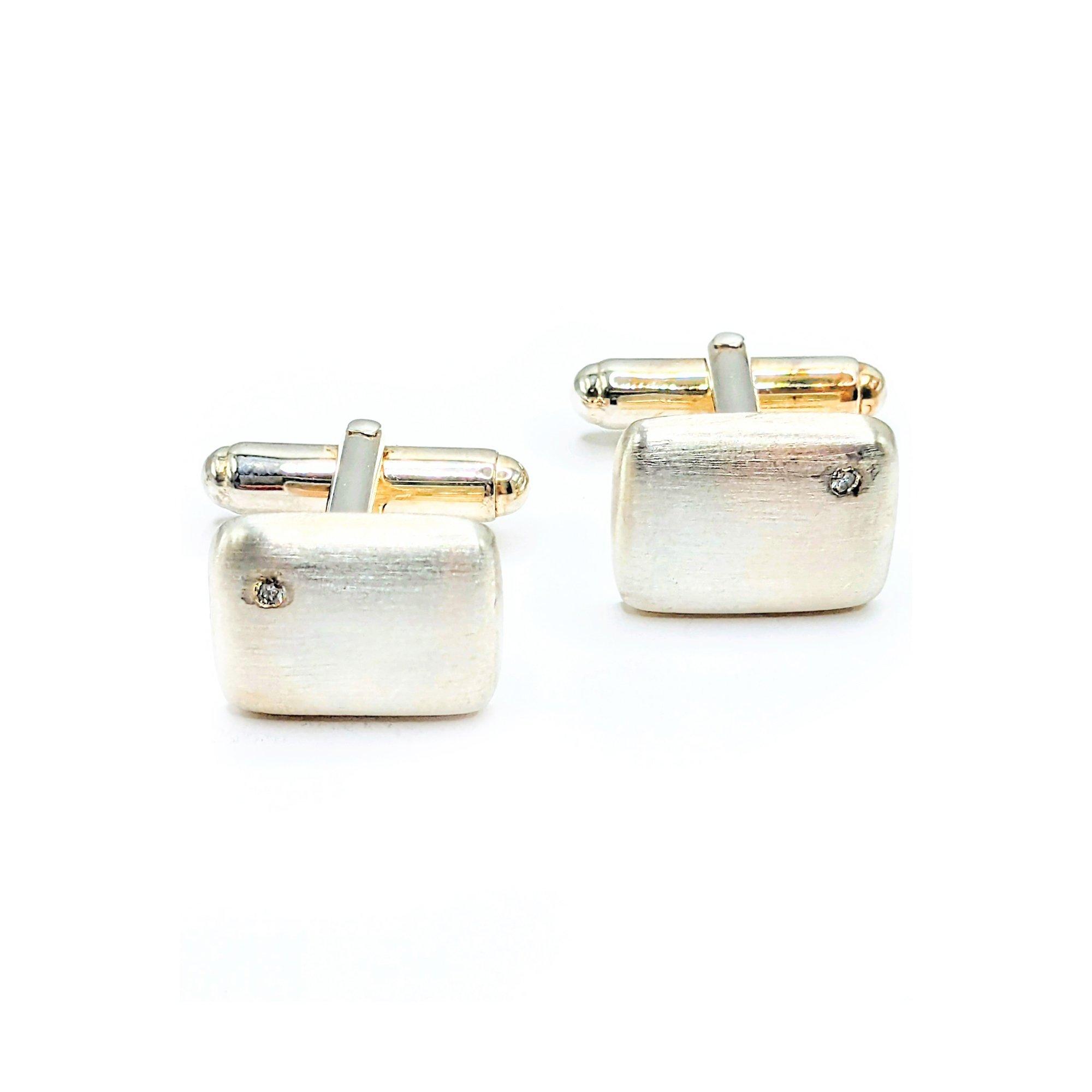 Silver - Espree - Espree Diamond set solid silver cufflinks