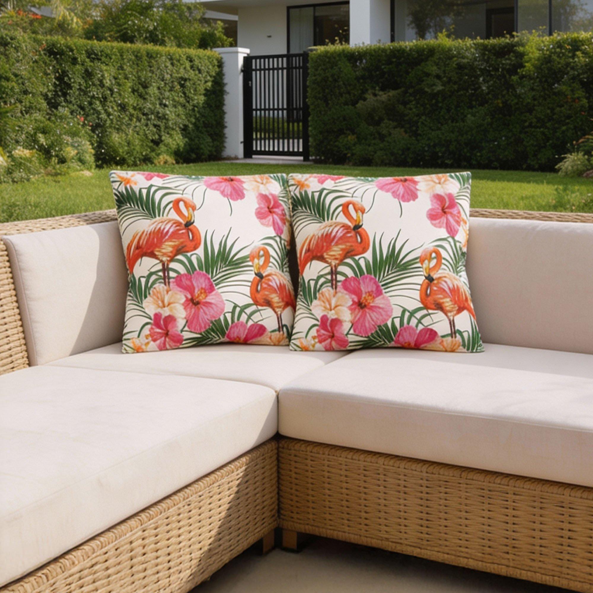 Streetwize  Outdoor Flamingo Palm Print Scatter Cushions - Pa -  - 45x45cm