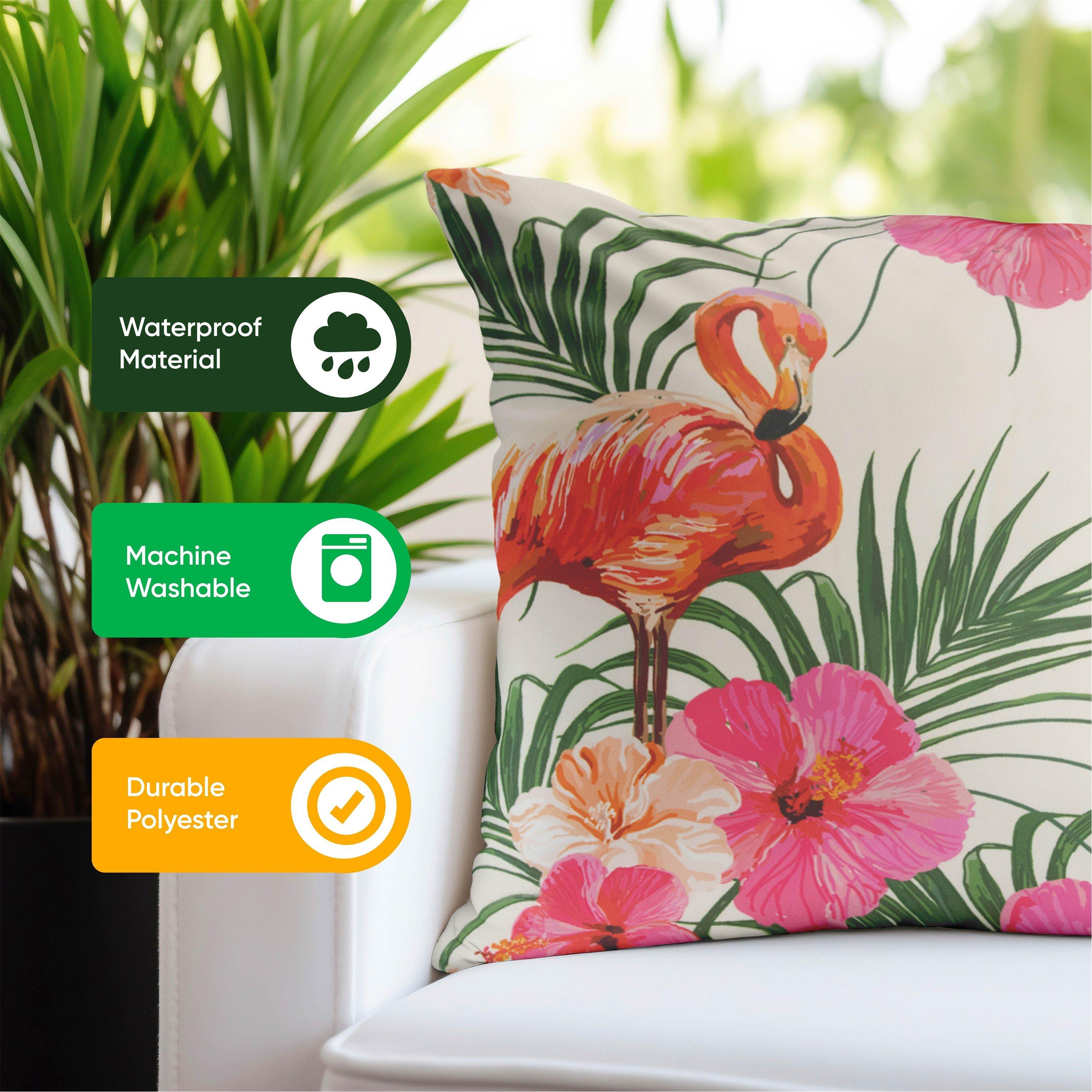 Multi - Streetwize - Outdoor Flamingo Palm Print  Scatter Cushions - Pa - 5